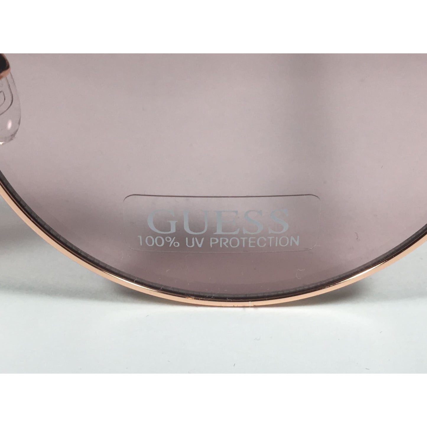 Guess Round Pearl Sunglasses Rose Gold Metal Frame Pink Lens GF0355 28T - Sunglasses