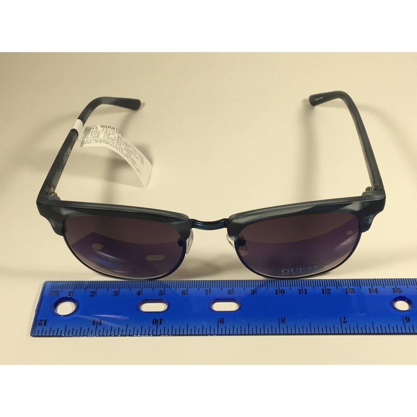 Guess Square Club Sunglasses Blue Stripes Smoke Gradient Lens GF0170 91B - Sunglasses