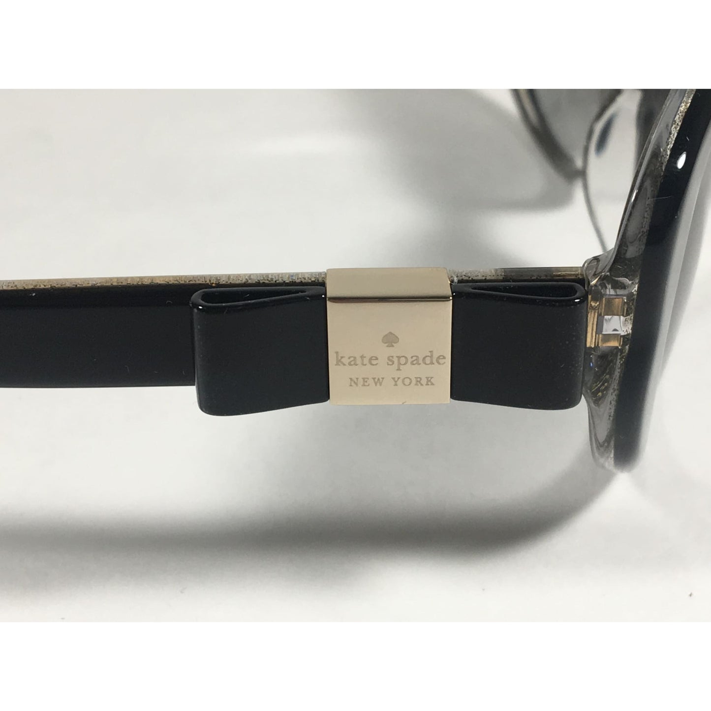 Kate Spade Chandra X84 Y7 Flat Oval Sunglasses Black Gold Glitter Gray Gradient Lens - Sunglasses