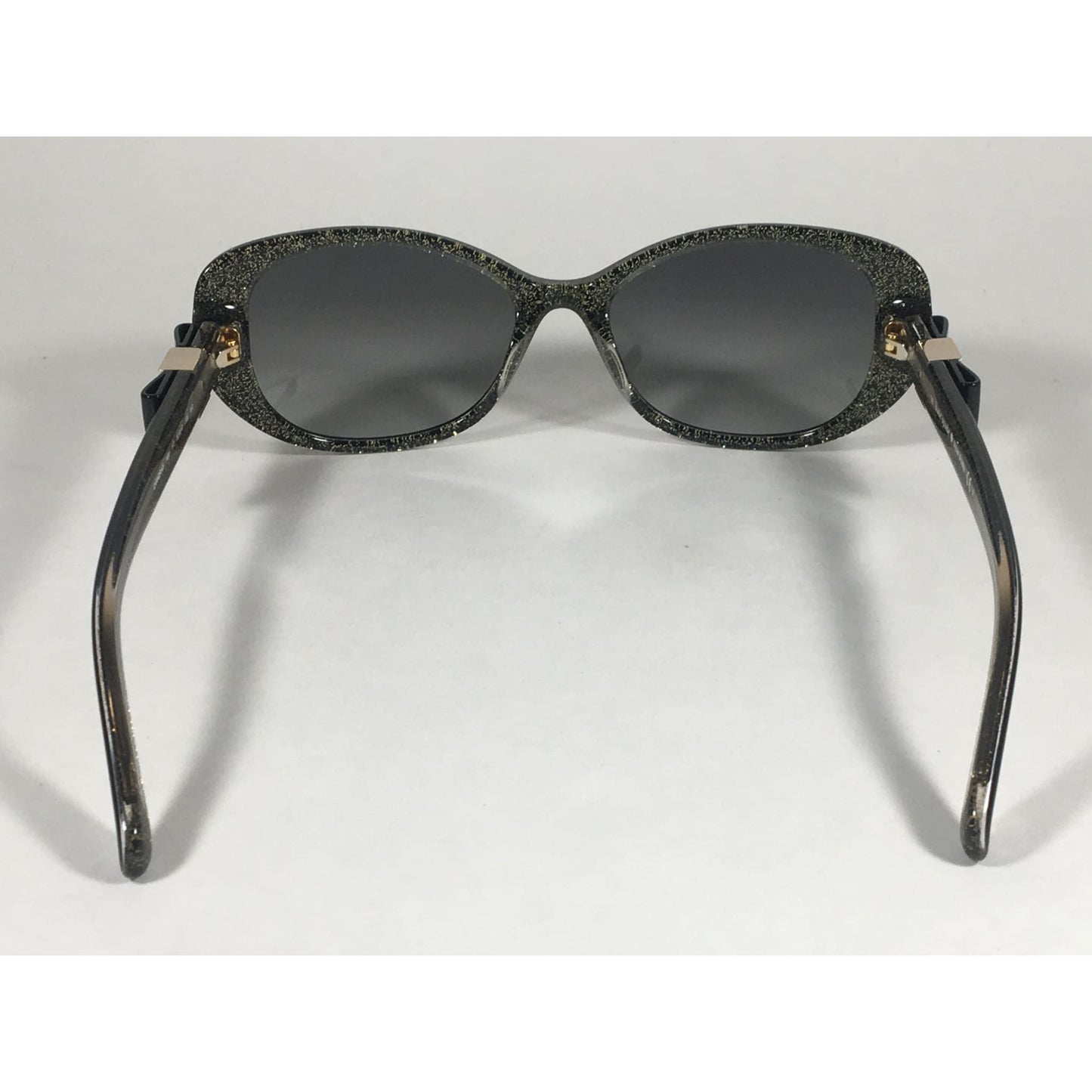 Kate Spade Chandra X84 Y7 Flat Oval Sunglasses Black Gold Glitter Gray Gradient Lens - Sunglasses