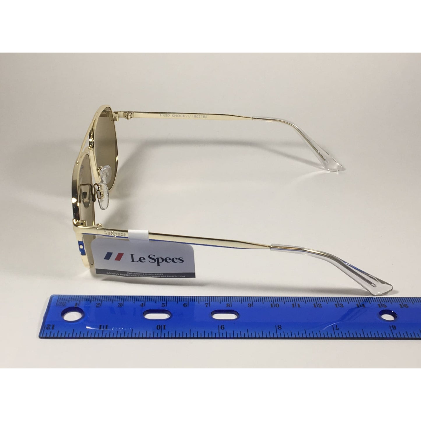 Le Specs Hard Knock Aviator Pilot Sunglasses Bright Gold Metal Frame Khaki Flash Green Lens LSP1802186 - Sunglasses