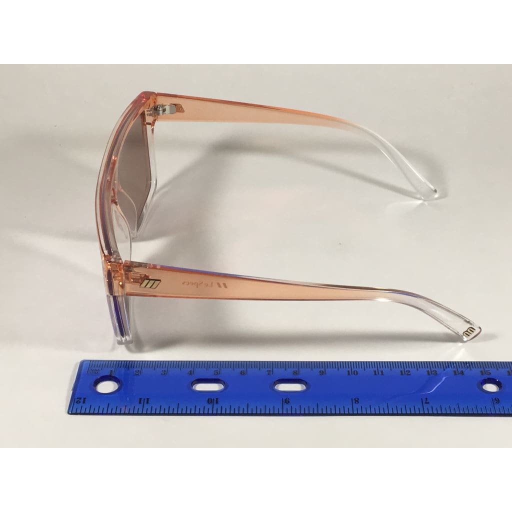 Le Specs Moon Club Sunglasses Square Shield Flat Top Frame Clear Pink Peach Cry Ldr1724802 - Sunglasses
