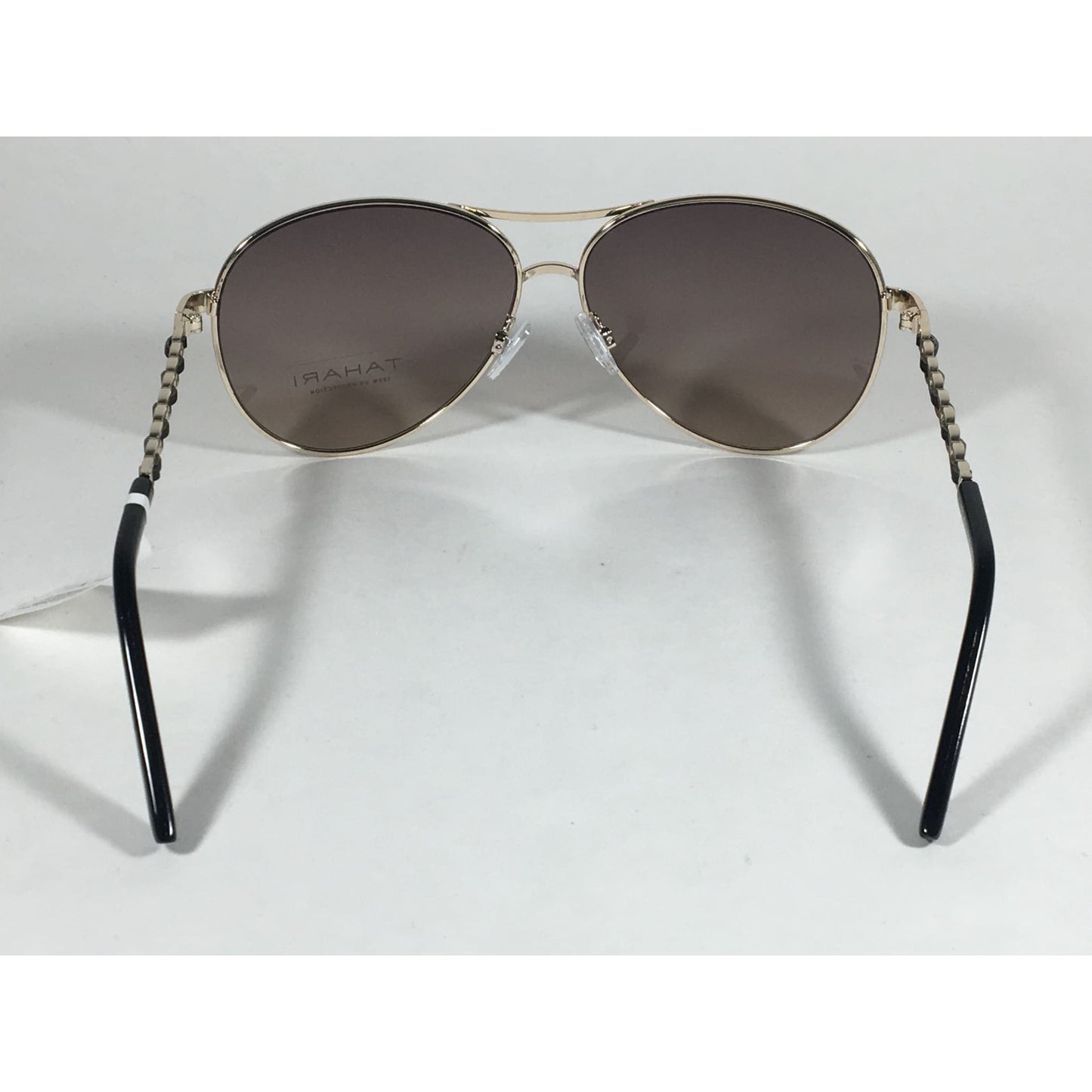 New Tahari Aviator Sunglasses Gold Black Leather Chord Gray Gradient Lens TH649 GLDOX - Sunglasses