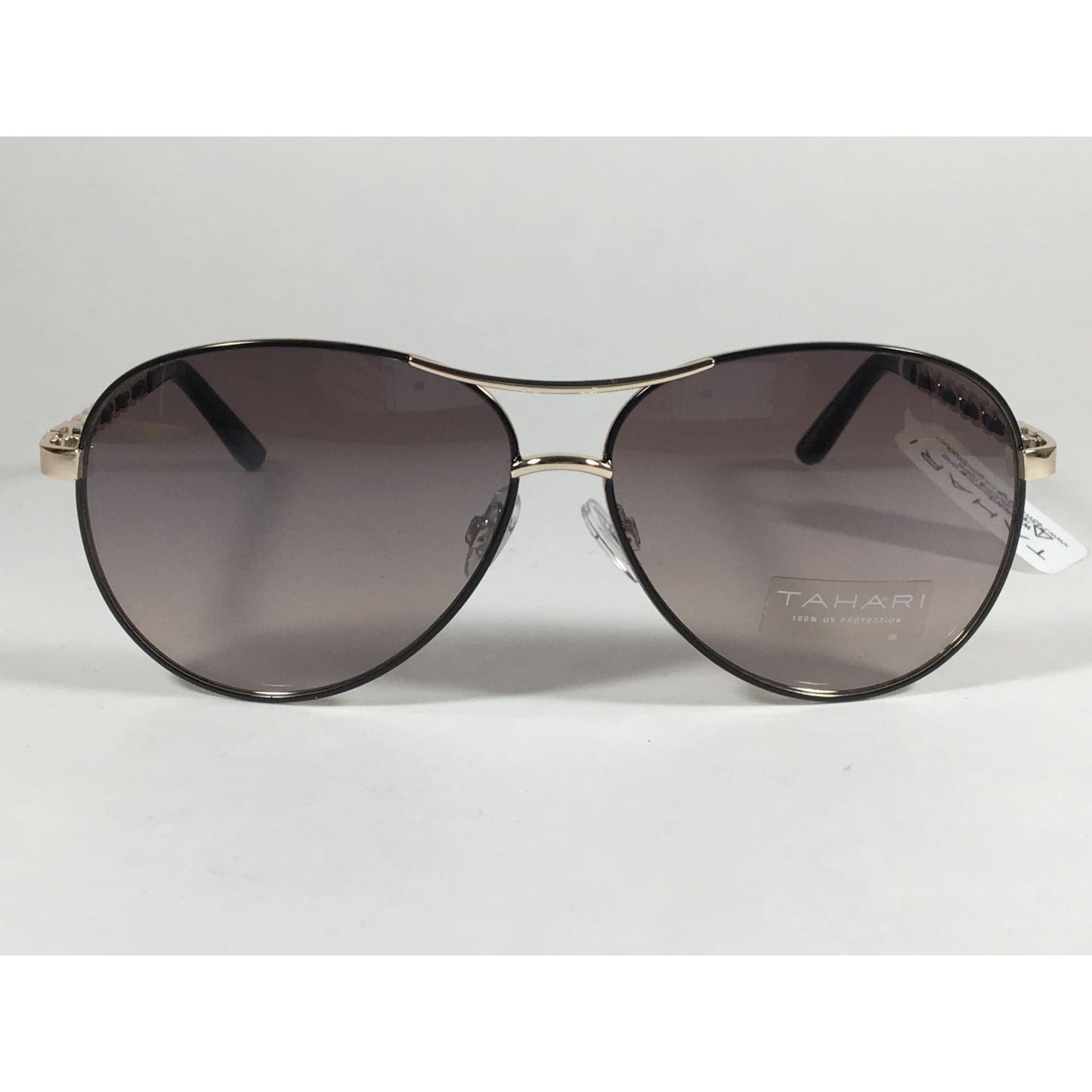 New Tahari Aviator Sunglasses Gold Black Leather Chord Gray Gradient Lens TH649 GLDOX - Sunglasses