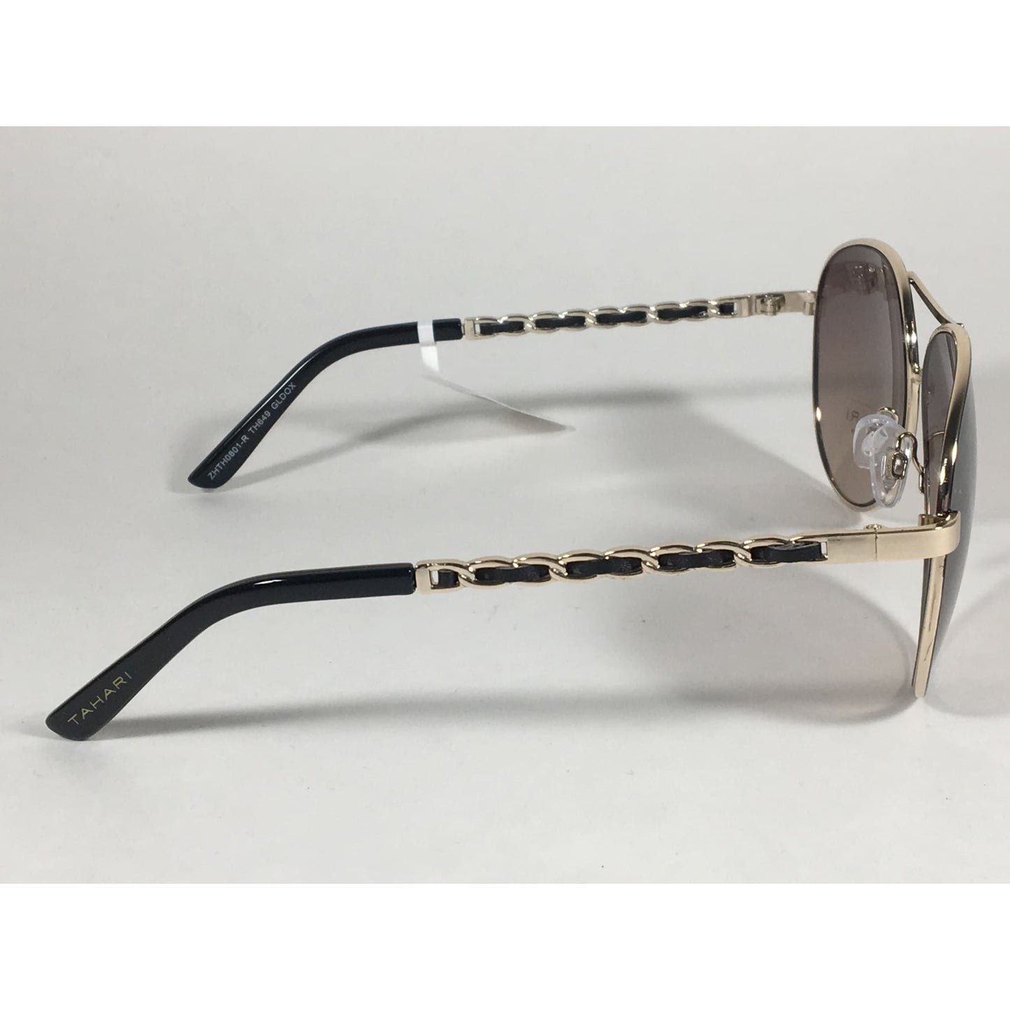New Tahari Aviator Sunglasses Gold Black Leather Chord Gray Gradient Lens TH649 GLDOX - Sunglasses