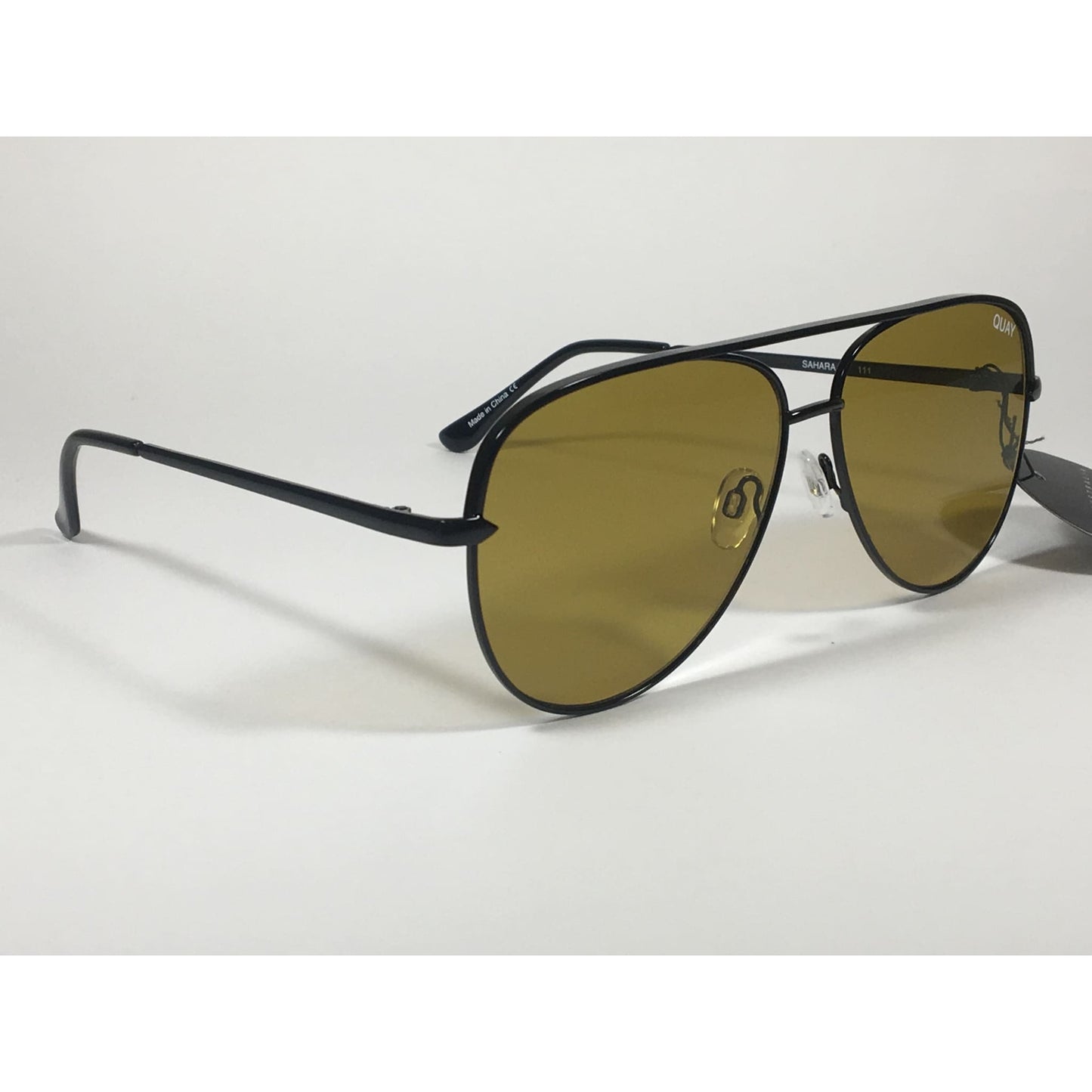 Quay Australia QW000174 BLK/OLV Sahara Desi Perkins Aviator Pilot Sunglasses Black Frame Olive Lens - Sunglasses