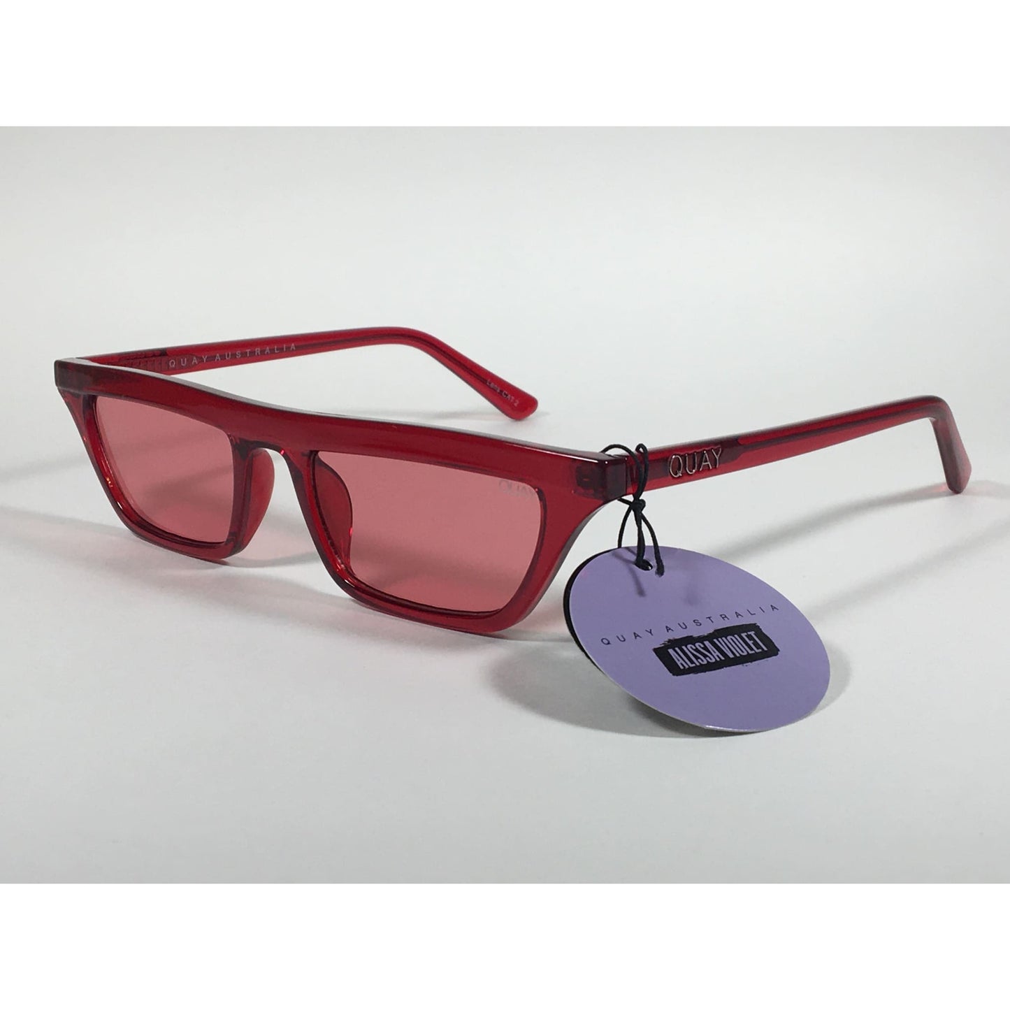 Quay Australia QW000383 RED/RED Finesse Sunglasses Alissa Violet Small Square Red Clear Frame and Lens - Sunglasses