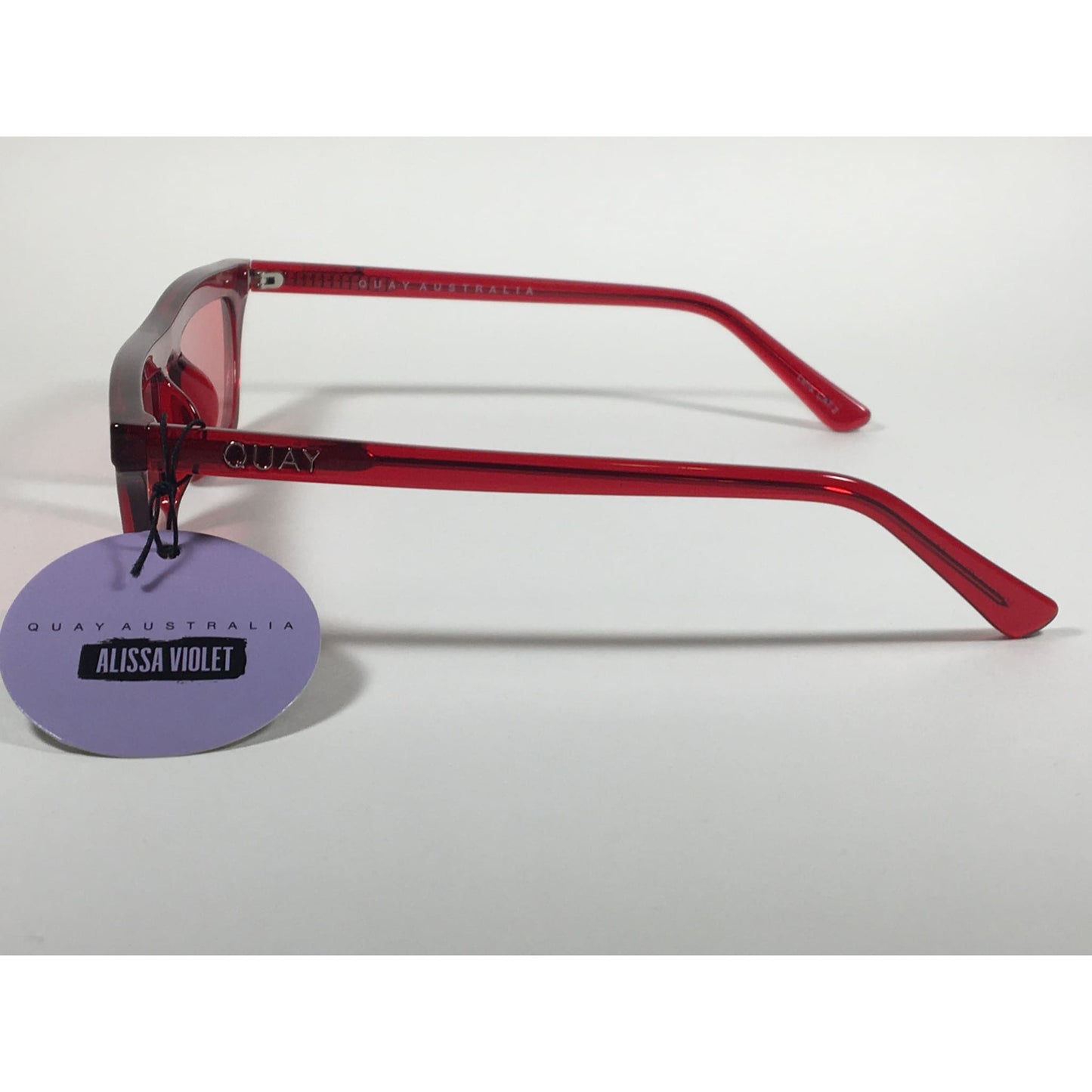 Quay Australia QW000383 RED/RED Finesse Sunglasses Alissa Violet Small Square Red Clear Frame and Lens - Sunglasses