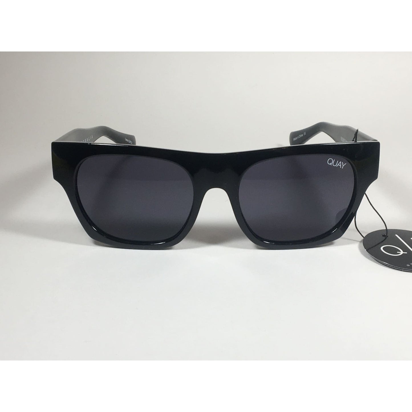 Quay Something Extra Square Sunglasses QW000297 Black Frame Gray Smoke Gradient Lens - Sunglasses