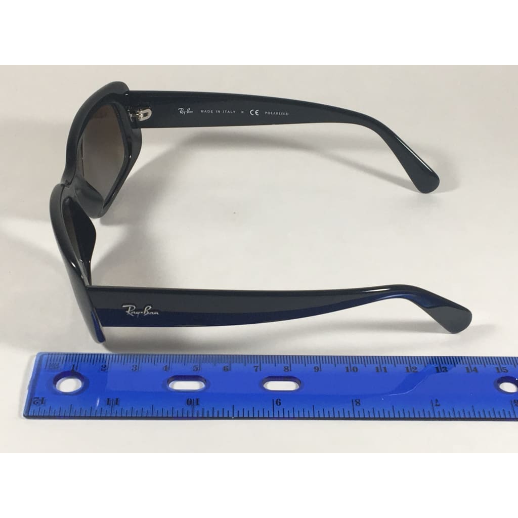 Ray-Ban Highstreet Polarized Sunglasses Flat Oval Black Gloss Brown Lens Rb4122 601/t5 - Sunglasses