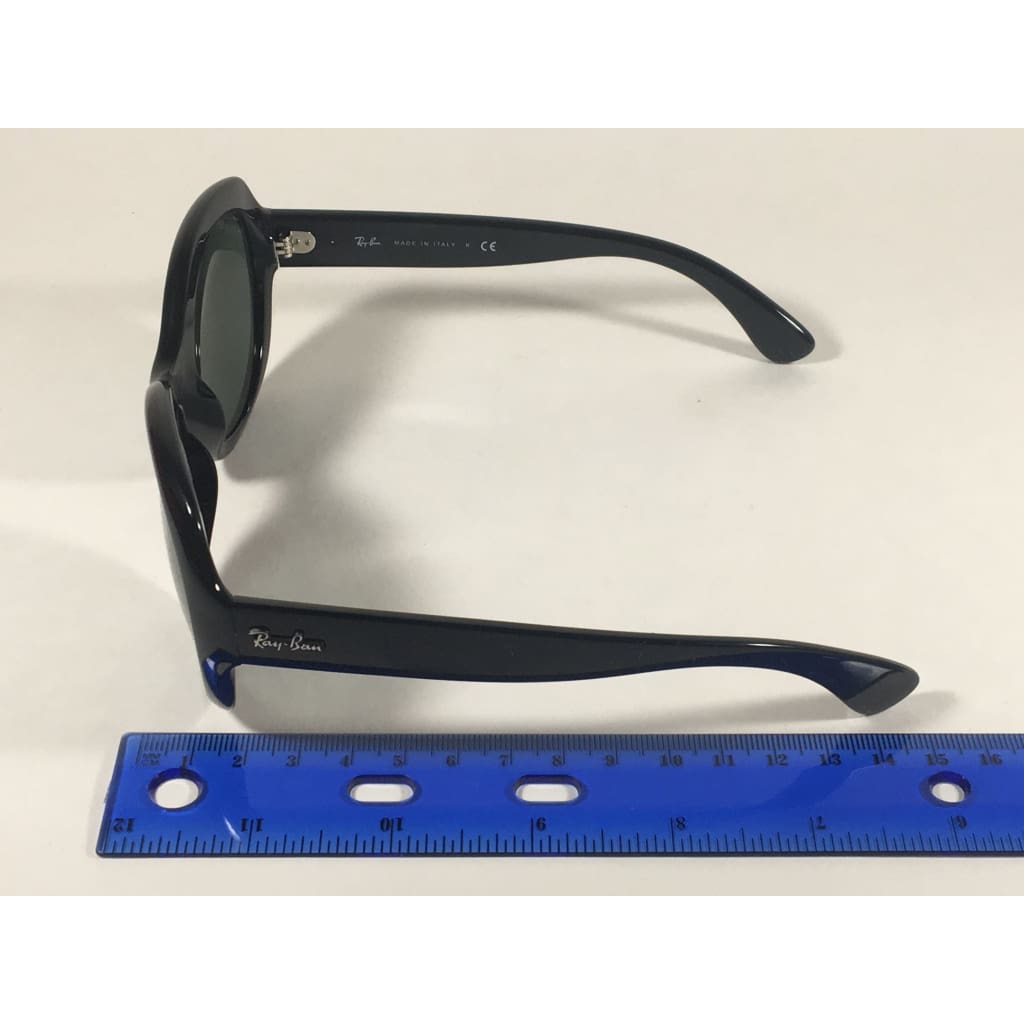 Ray-Ban Highstreet Round Sunglasses Black Gloss Nylon Frame Green Lens Rb4191 601/71 - Sunglasses