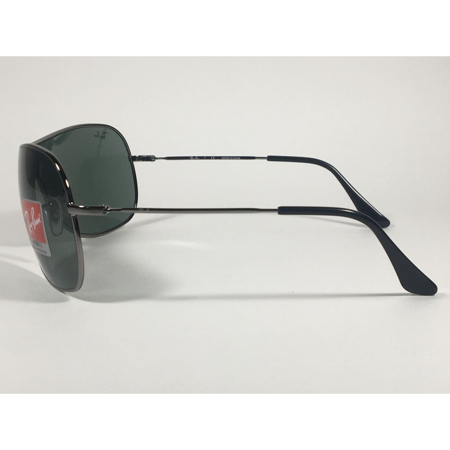 Ray-Ban Highstreet Shield Sunglasses Gunmetal Frame Green Lens RB3211 004/71 - Sunglasses