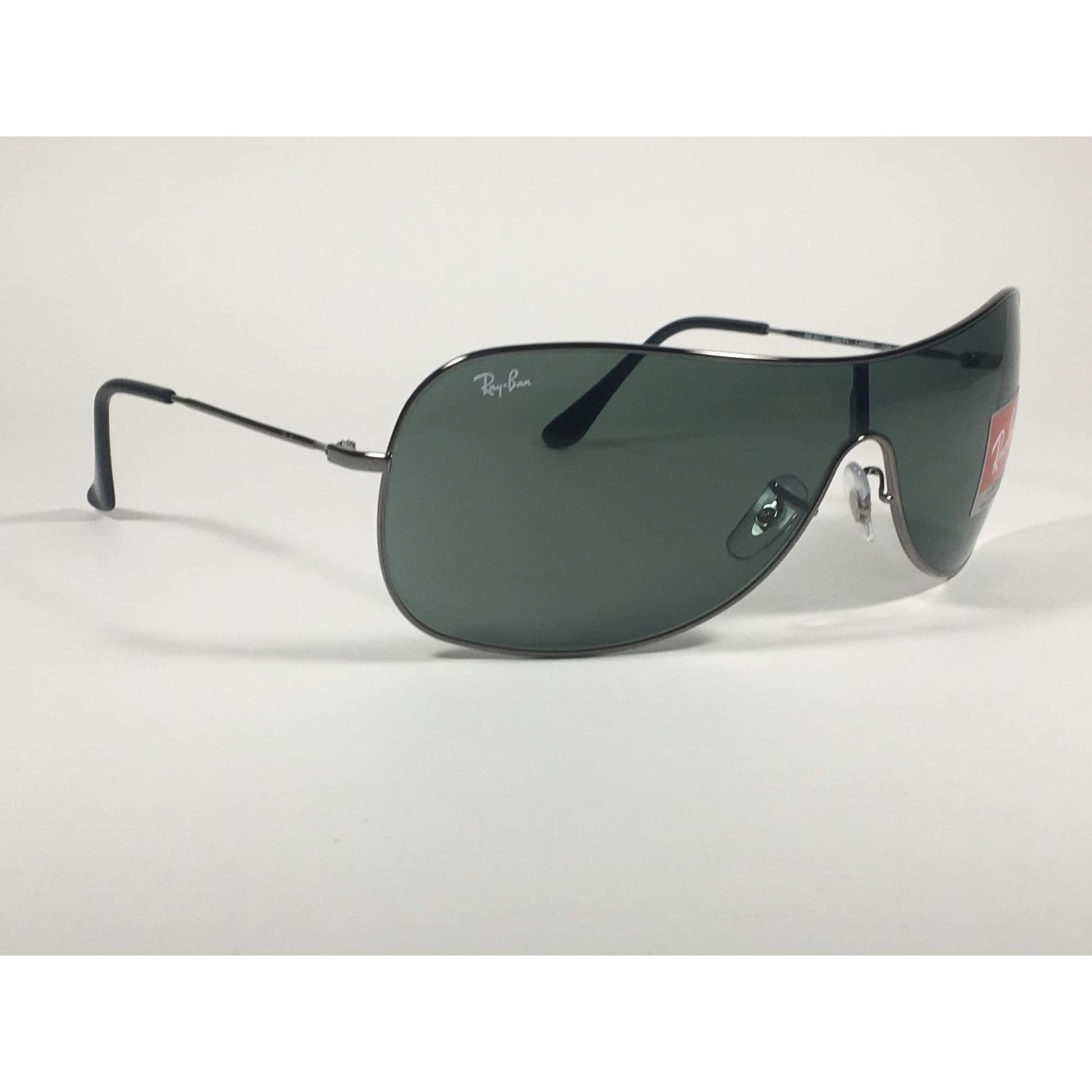 Ray-Ban Highstreet Shield Sunglasses Gunmetal Frame Green Lens RB3211 004/71 - Sunglasses