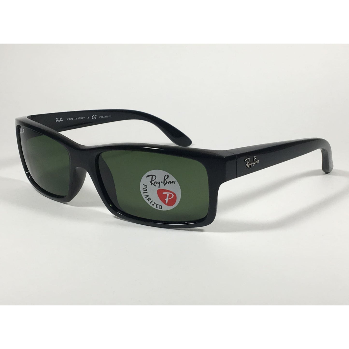 Ray-Ban Polarized Active Rectangle Sunglasses Black Gloss Nylon Frame Green Lens RB4151 601/2P - Sunglasses