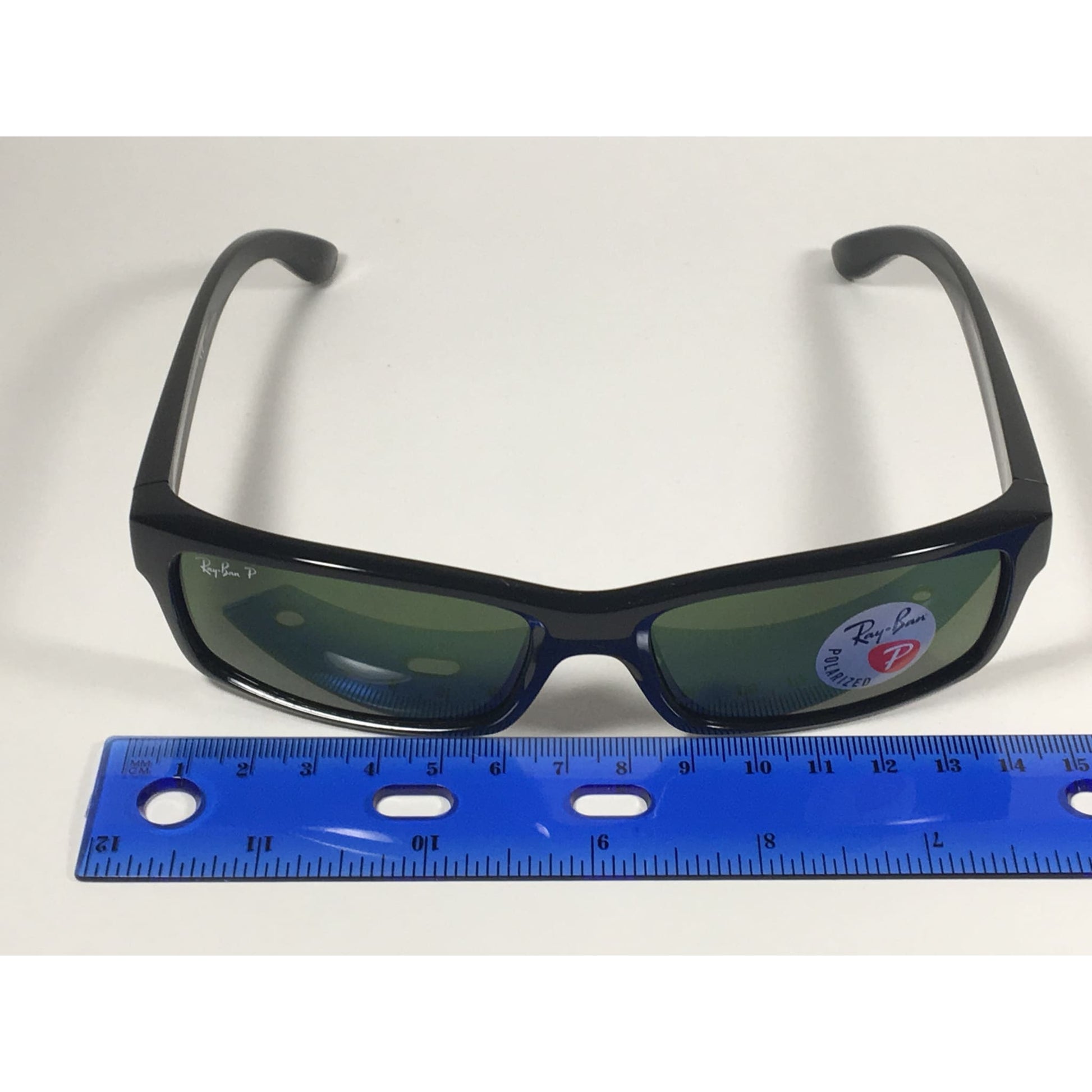 Ray-Ban Polarized Active Rectangle Sunglasses Black Gloss Nylon Frame Green Lens RB4151 601/2P - Sunglasses