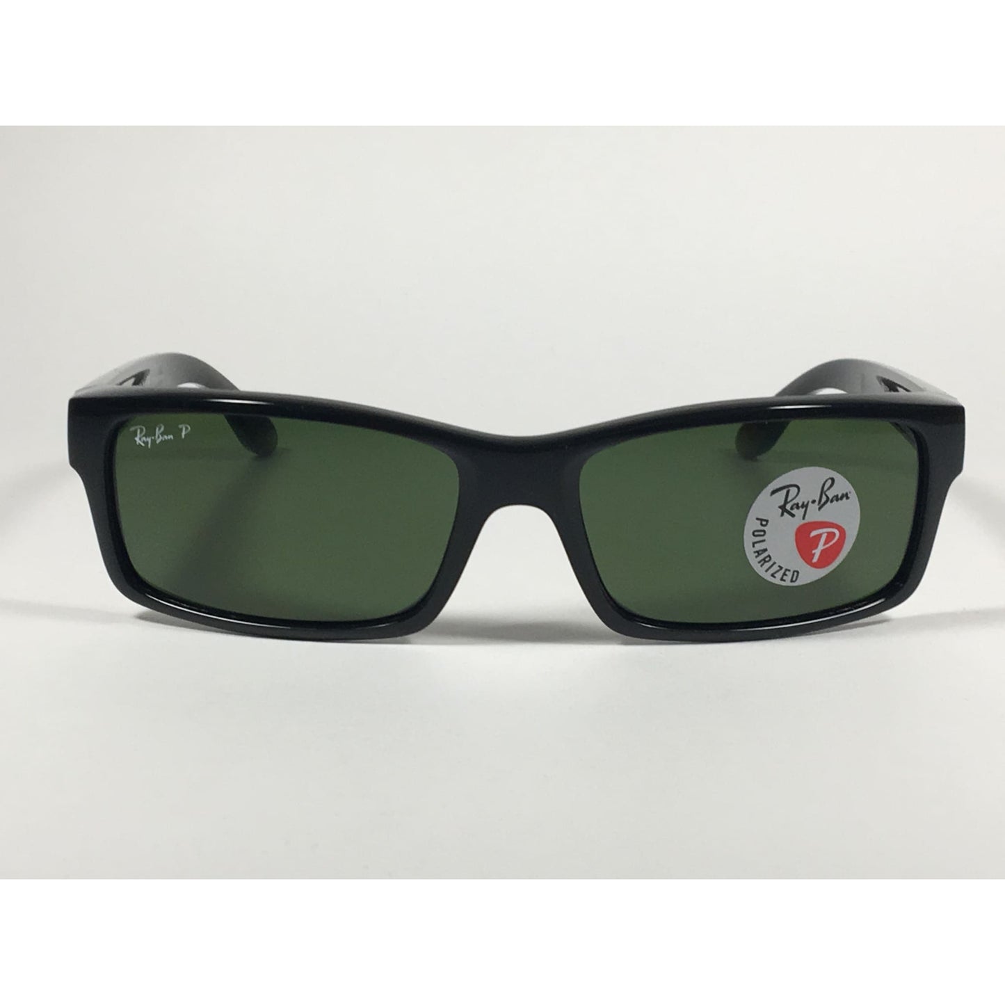 Ray-Ban Polarized Active Rectangle Sunglasses Black Gloss Nylon Frame Green Lens RB4151 601/2P - Sunglasses