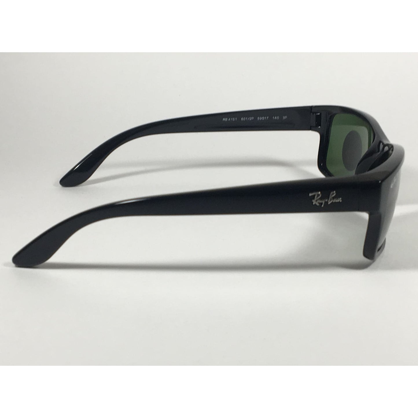 Ray-Ban Polarized Active Rectangle Sunglasses Black Gloss Nylon Frame Green Lens RB4151 601/2P - Sunglasses