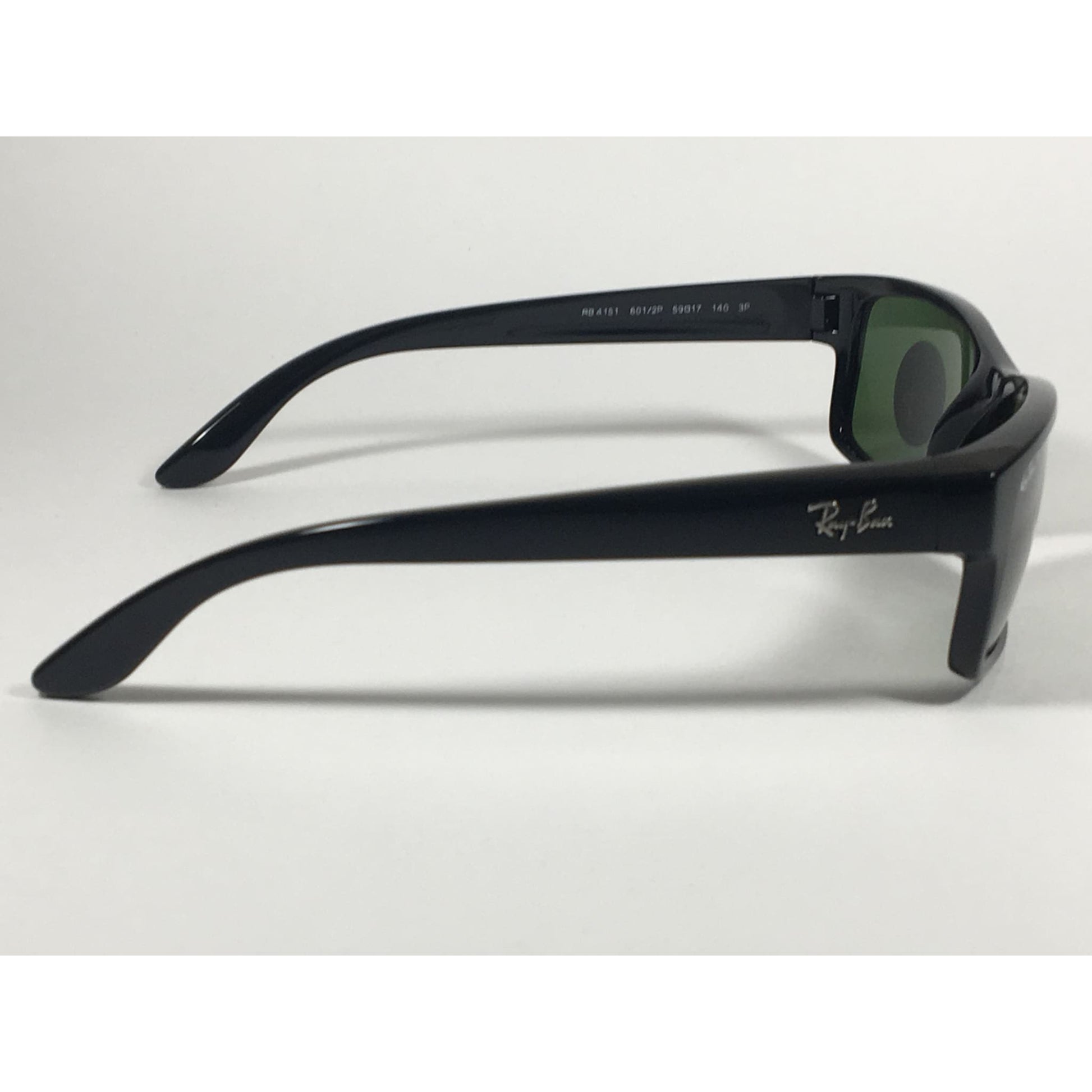 Ray-Ban Polarized Active Rectangle Sunglasses Black Gloss Nylon Frame Green Lens RB4151 601/2P - Sunglasses