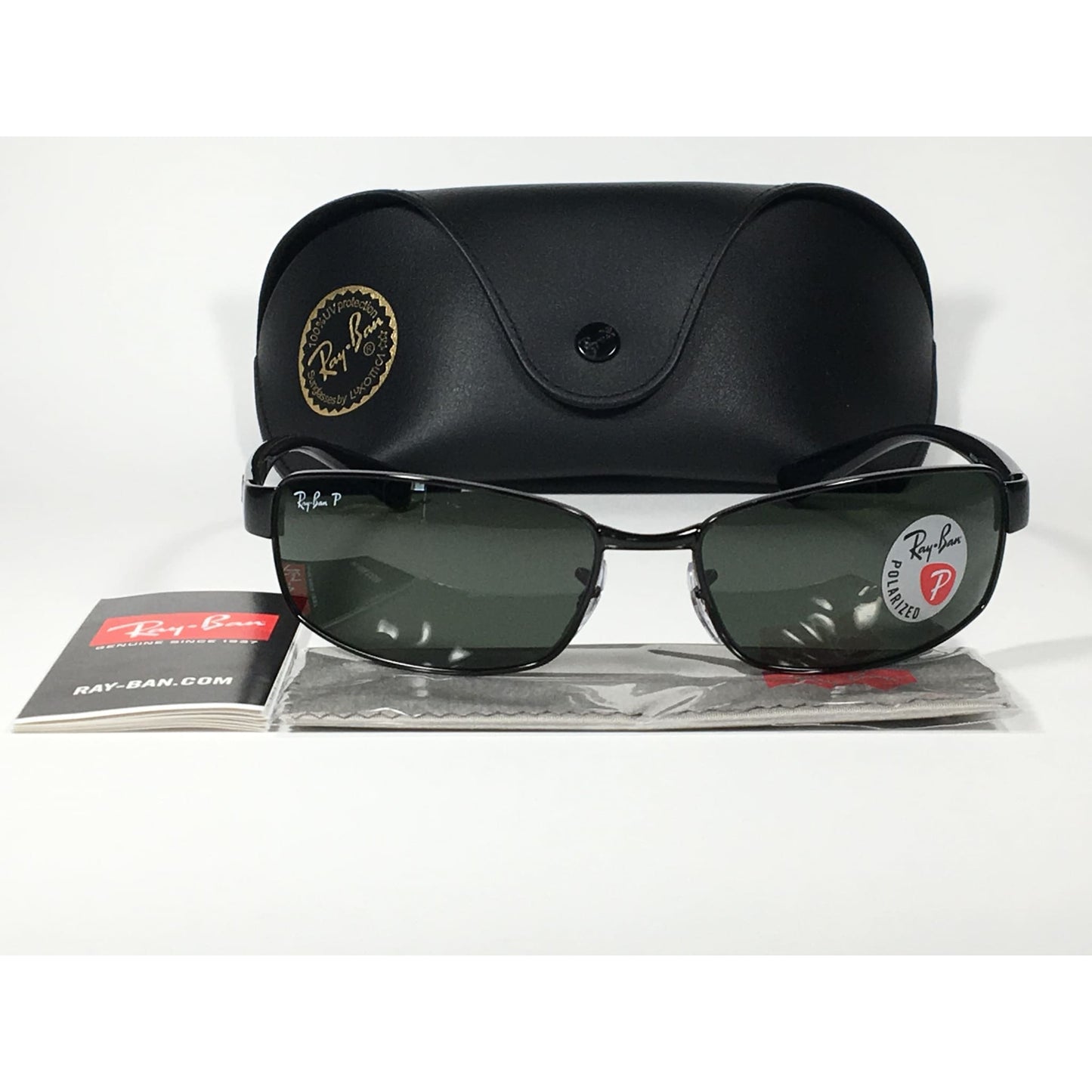 Ray-Ban Polarized Active Sunglasses RB3364 002/58 Rectangle Black Gloss Green Lens - Sunglasses