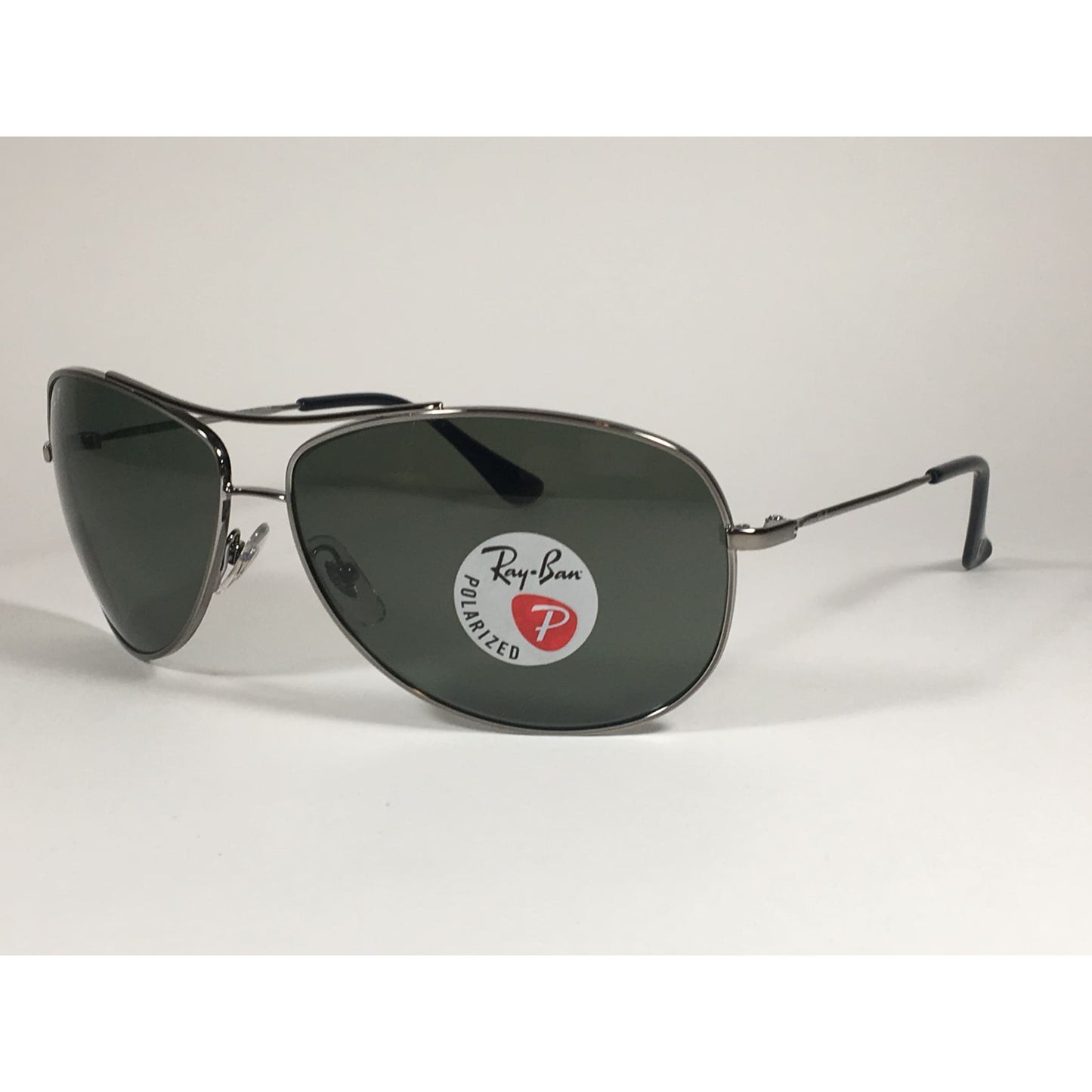 Ray-Ban RB3293 004/9A Highstreet Polarized Aviator Sunglasses Gunmetal Gray Frame Green Lens - Sunglasses
