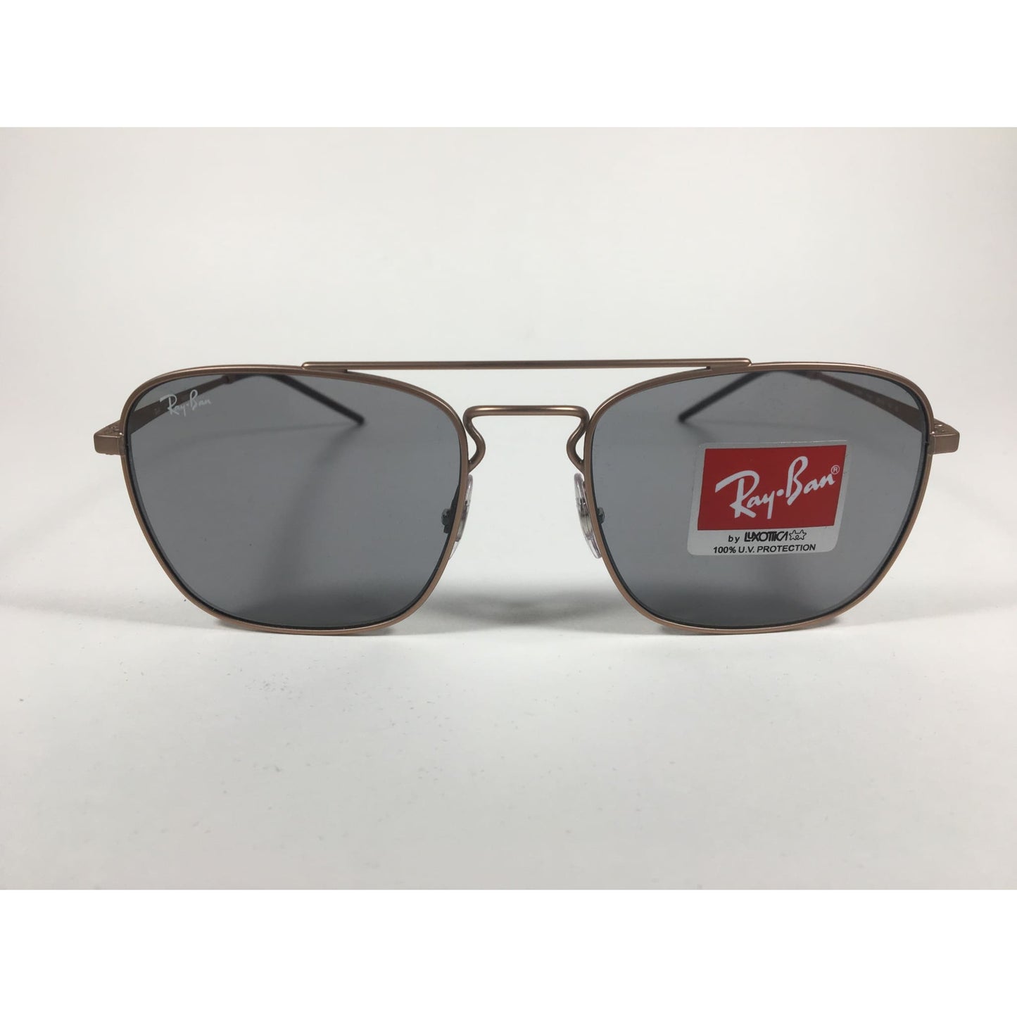 Ray-Ban Square Sunglasses Copper Bronze Metal Solid Gray Lens RB3588 9146/1 - Sunglasses