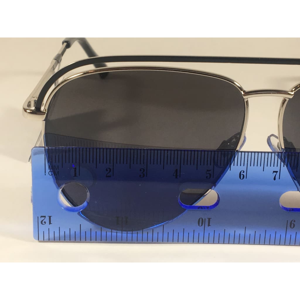 Steve Madden Pilot Aviator Sunglasses Top Bar Silver Black Frame Gray Lens Sm482116 Black - Sunglasses