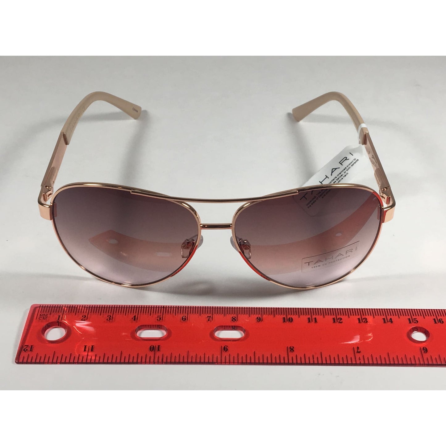 Tahari Aviator Sunglasses Rose Gold Nude Brown Pink Gradient Lens TH527 RGLD - Sunglasses