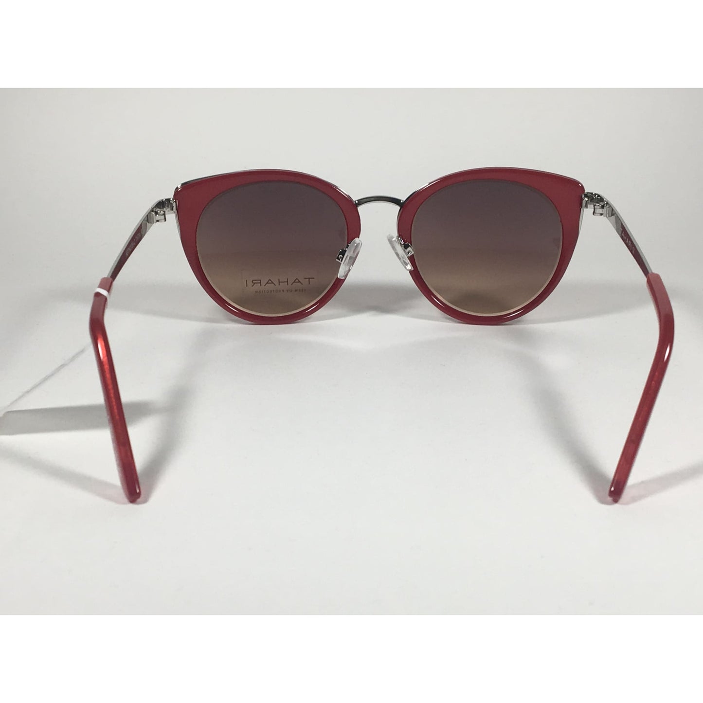 Tahari Cat Eye Sunglasses Red Silver Frame Gray Gradient Lens TH704 RD - Sunglasses