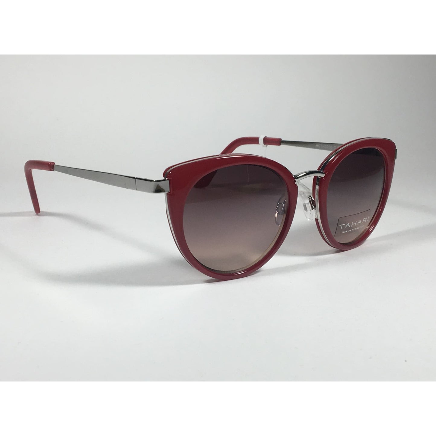 Tahari Cat Eye Sunglasses Red Silver Frame Gray Gradient Lens TH704 RD - Sunglasses