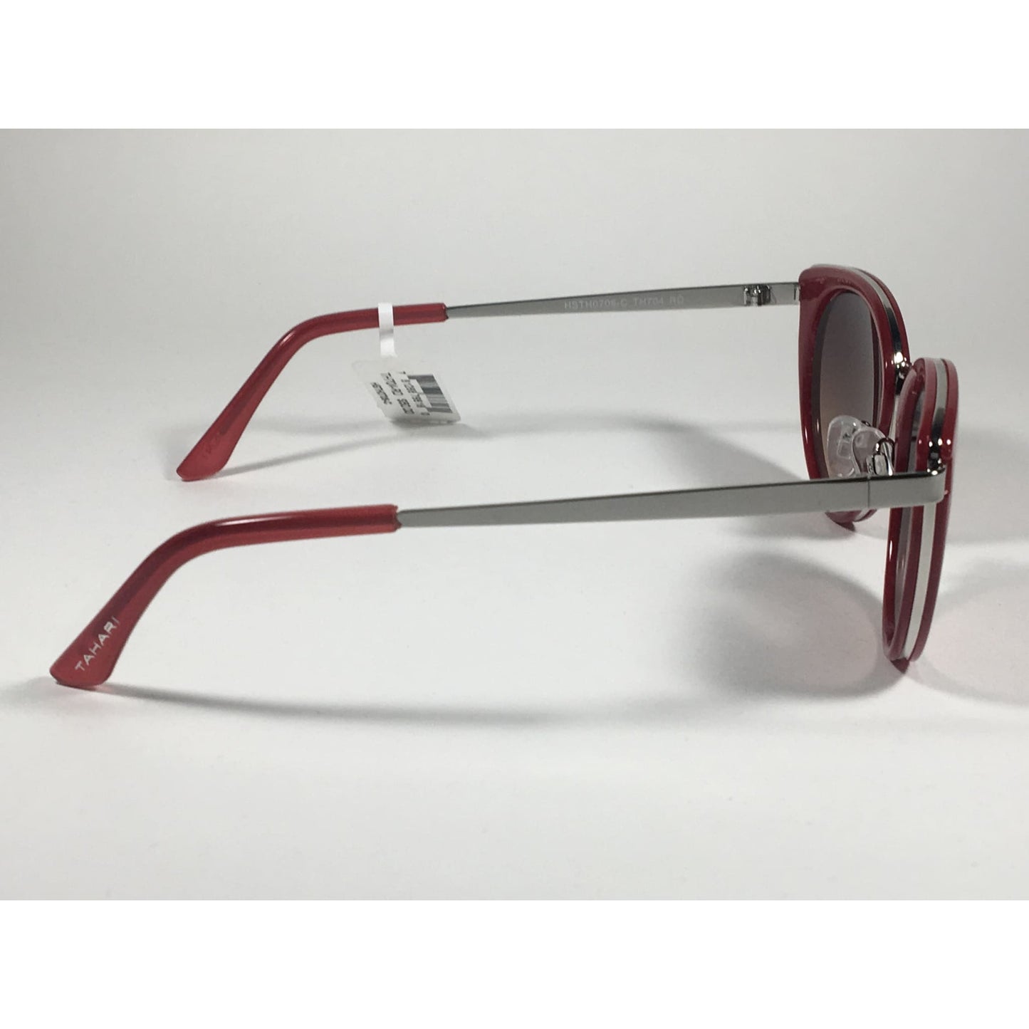 Tahari Cat Eye Sunglasses Red Silver Frame Gray Gradient Lens TH704 RD - Sunglasses