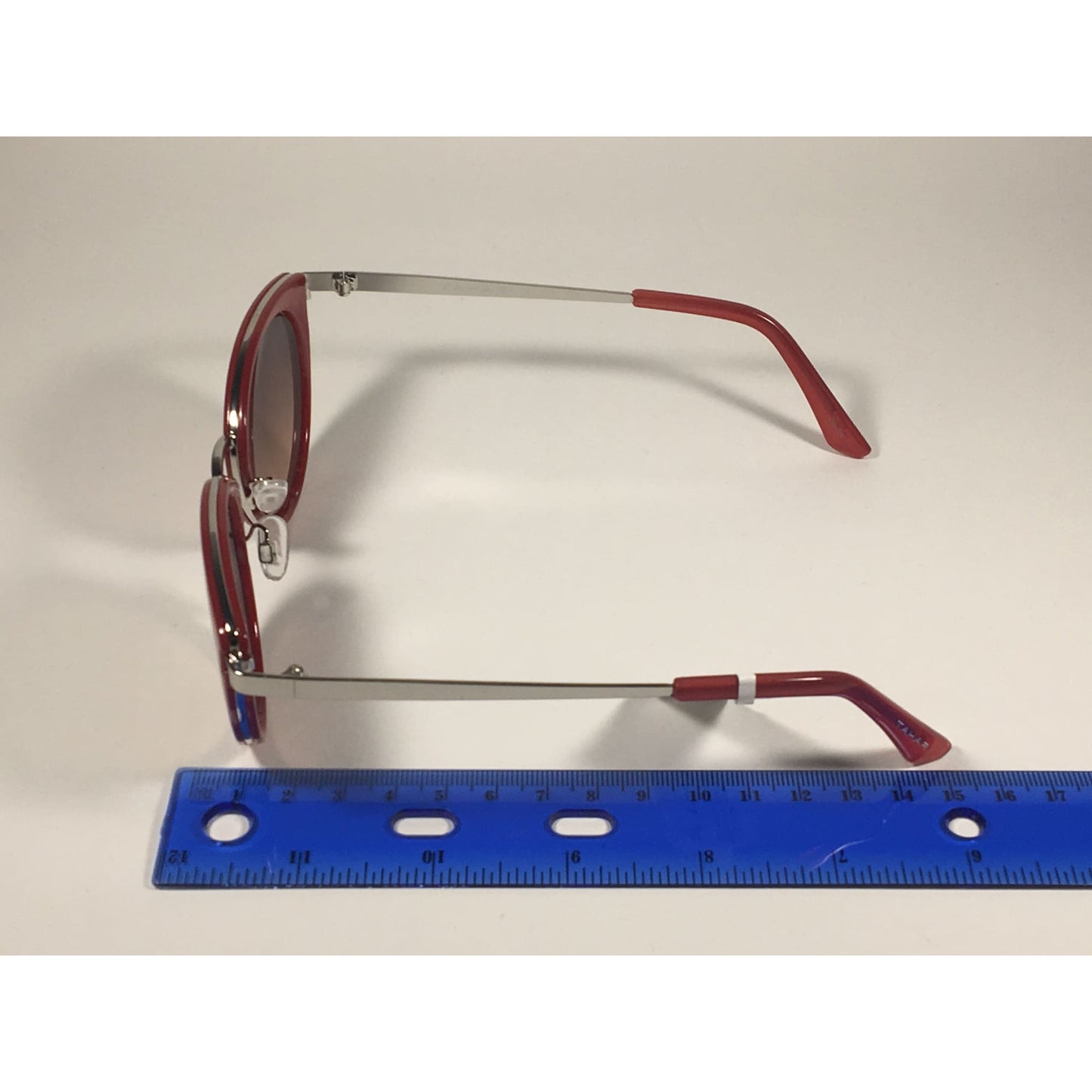 Tahari Cat Eye Sunglasses Red Silver Frame Gray Gradient Lens TH704 RD - Sunglasses