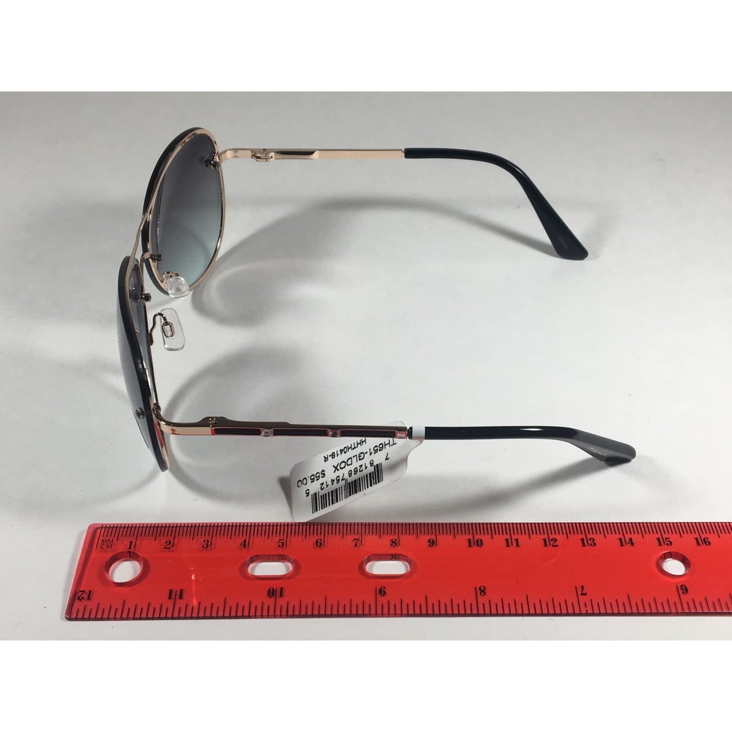 Tahari Rimless Aviator Sunglasses Black Gold Green Gray Gradient Lens TH651 GLDOX - Sunglasses