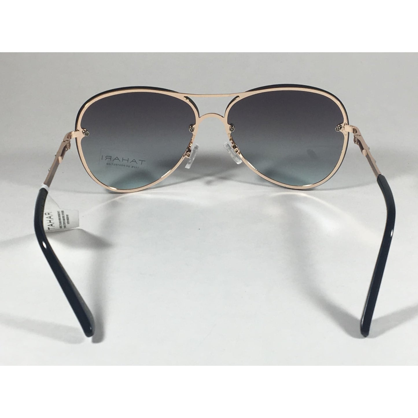 Tahari Rimless Aviator Sunglasses Black Gold Green Gray Gradient Lens TH651 GLDOX - Sunglasses