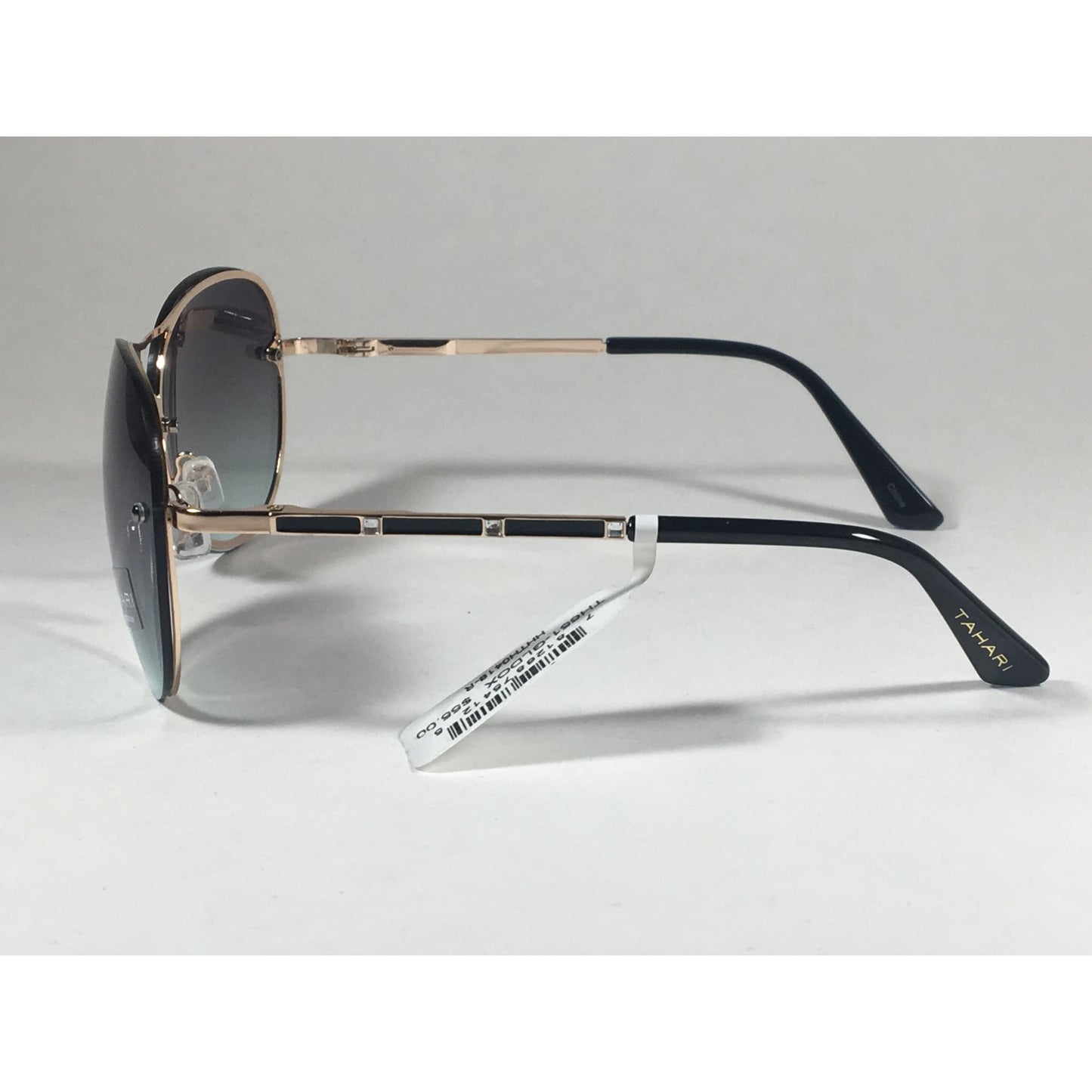 Tahari Rimless Aviator Sunglasses Black Gold Green Gray Gradient Lens TH651 GLDOX - Sunglasses