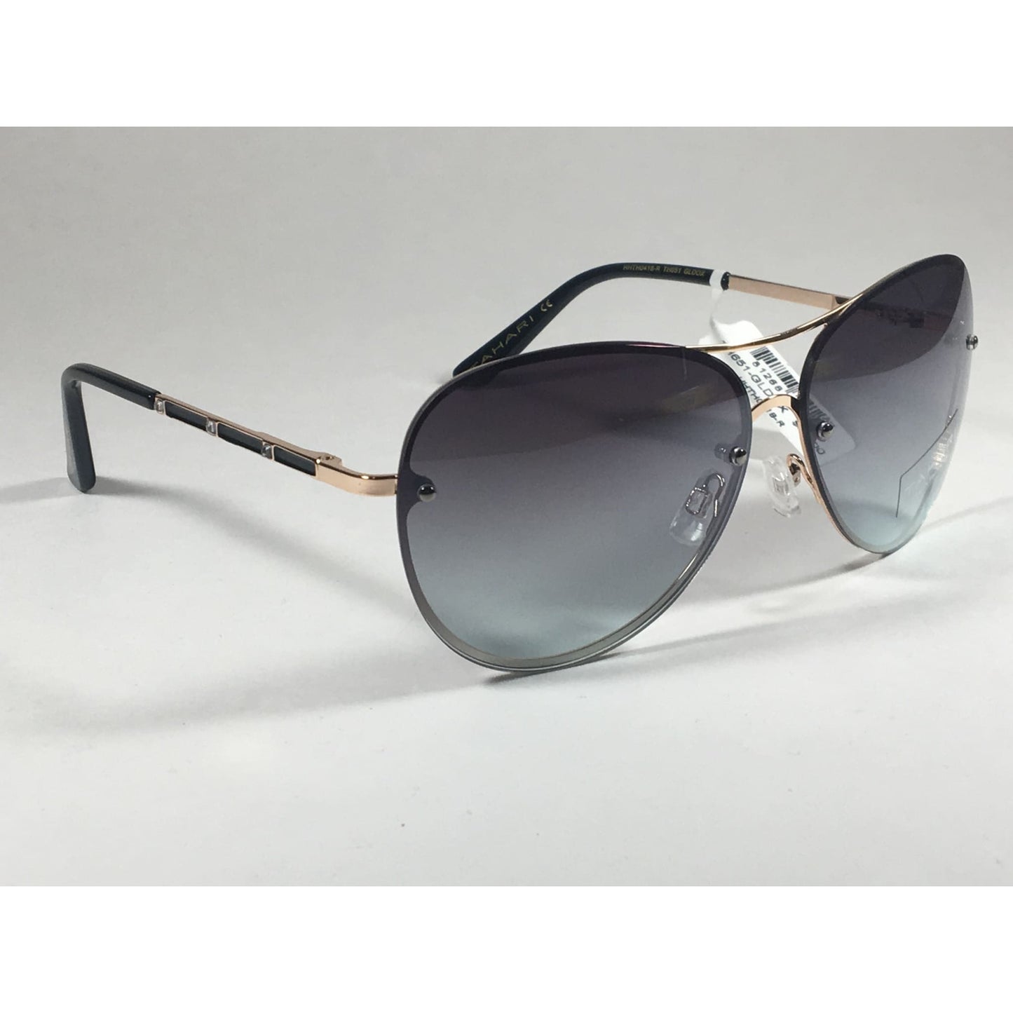 Tahari Rimless Aviator Sunglasses Black Gold Green Gray Gradient Lens TH651 GLDOX - Sunglasses