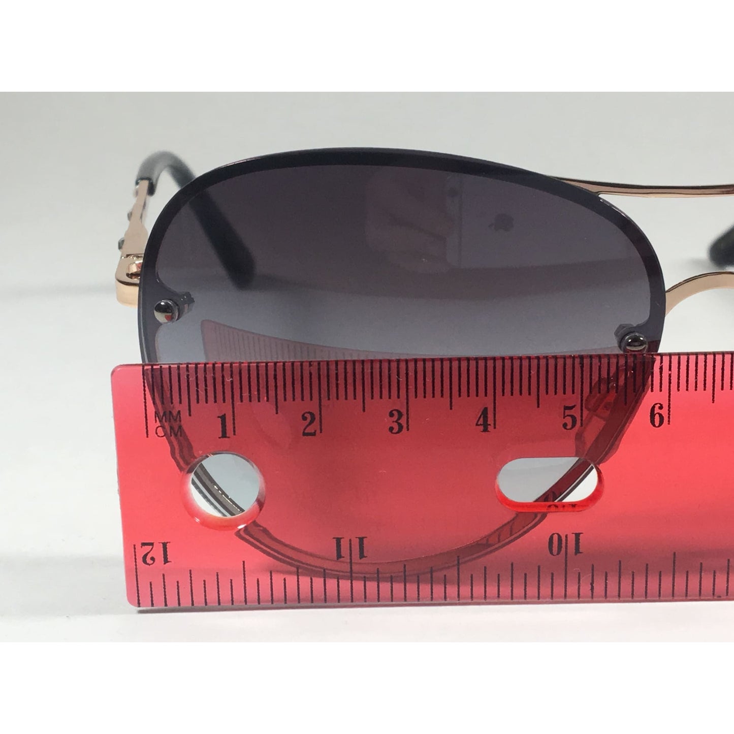 Tahari Rimless Aviator Sunglasses Black Gold Green Gray Gradient Lens TH651 GLDOX - Sunglasses