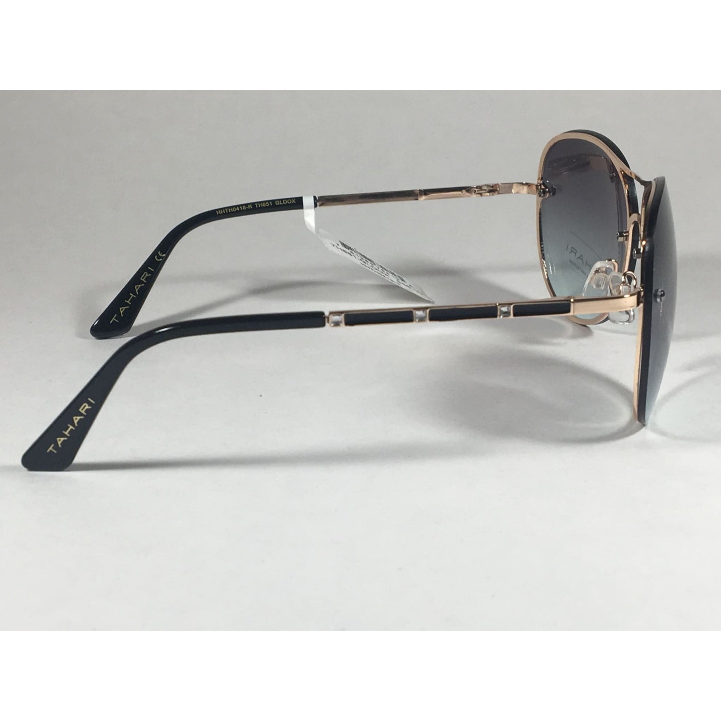 Tahari Rimless Aviator Sunglasses Black Gold Green Gray Gradient Lens TH651 GLDOX - Sunglasses
