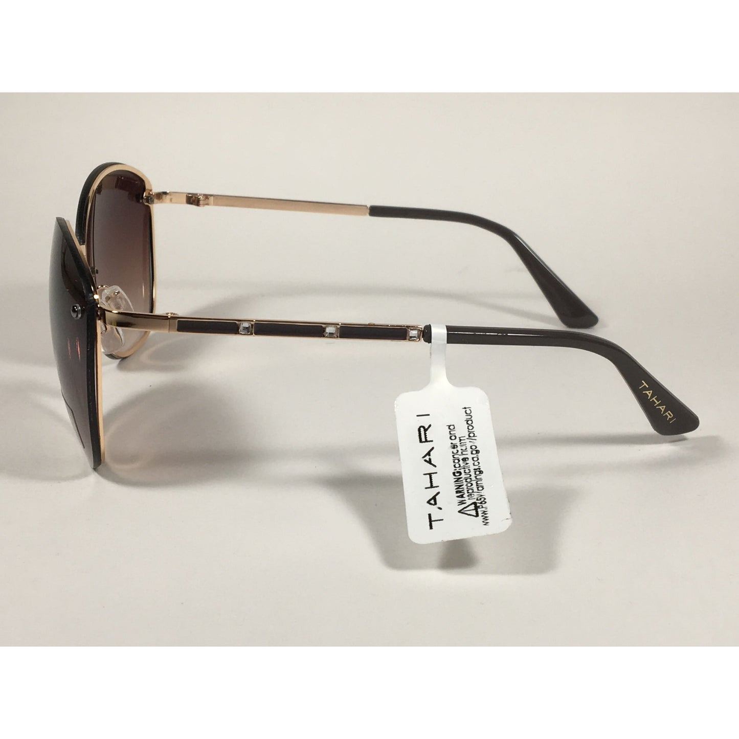 Tahari Rimless Cat Eye Sunglasses Gold Brown With Brown Gradient Lens TH652 GLDBR - Sunglasses