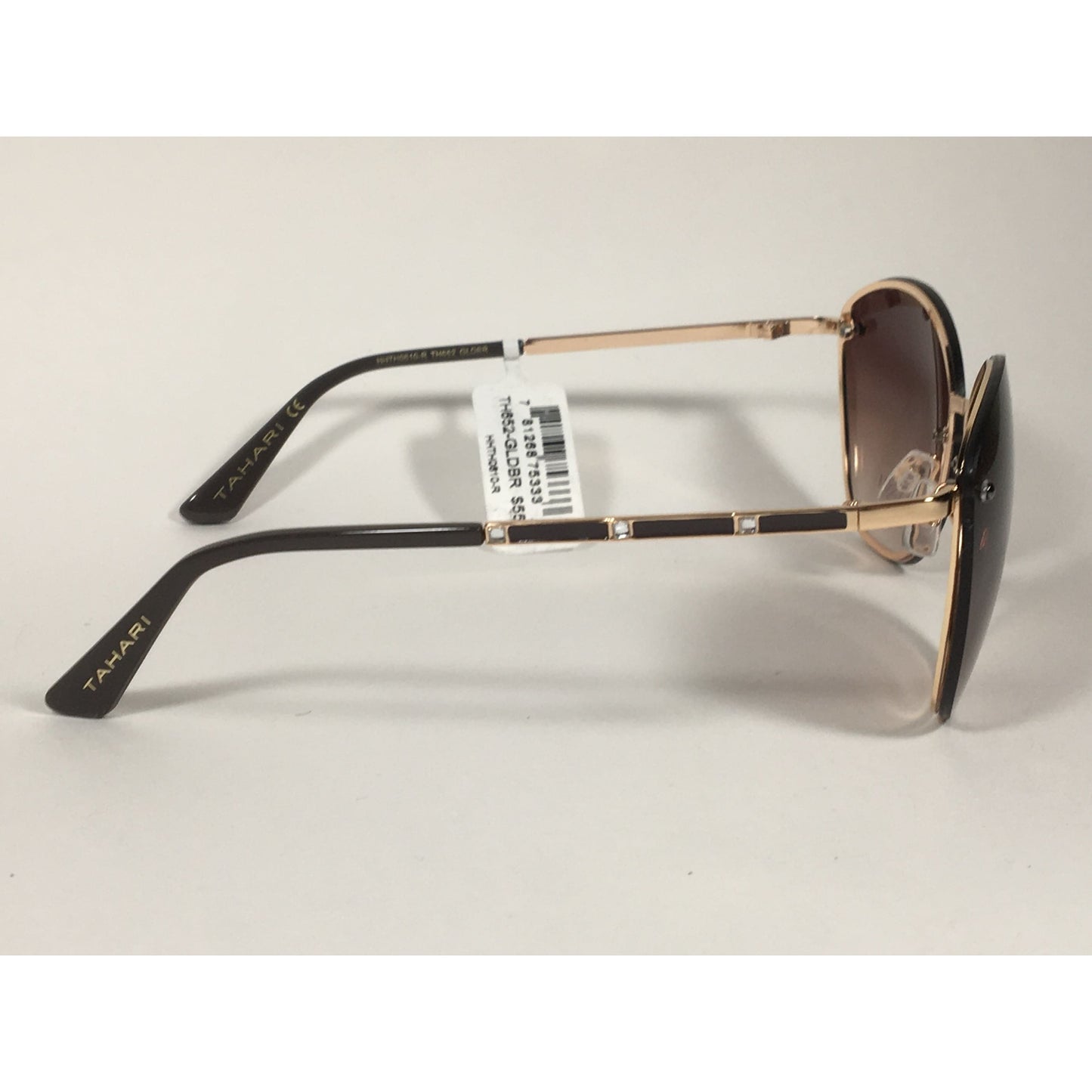 Tahari Rimless Cat Eye Sunglasses Gold Brown With Brown Gradient Lens TH652 GLDBR - Sunglasses