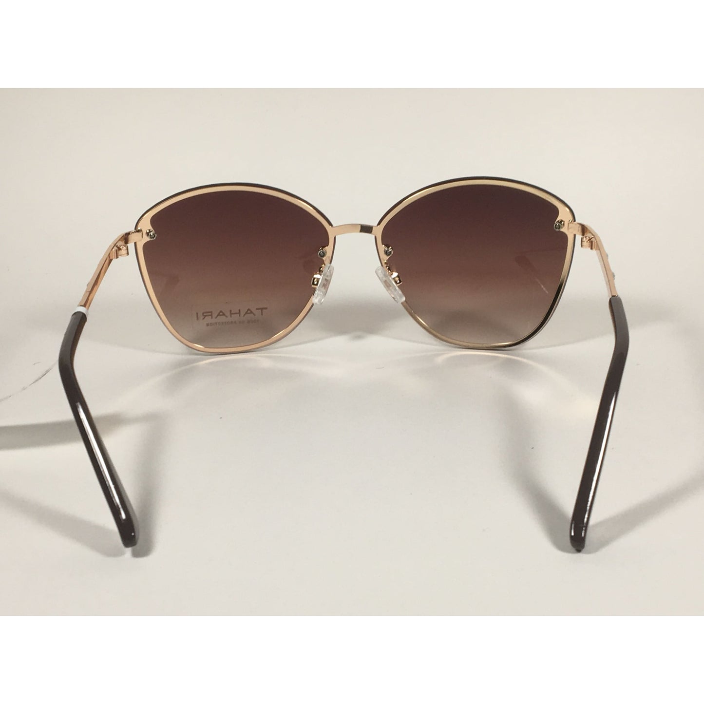 Tahari Rimless Cat Eye Sunglasses Gold Brown With Brown Gradient Lens TH652 GLDBR - Sunglasses