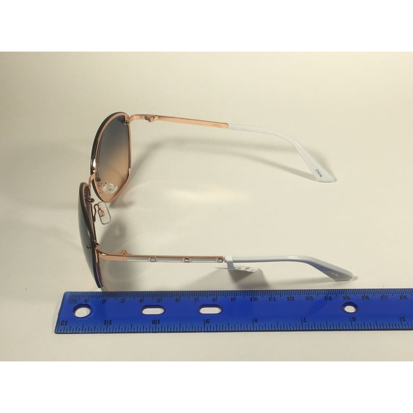 Tahari Rimless Cat Eye Sunglasses Rose Gold White Blue Gradient Lens TH652 RGDWH - Sunglasses