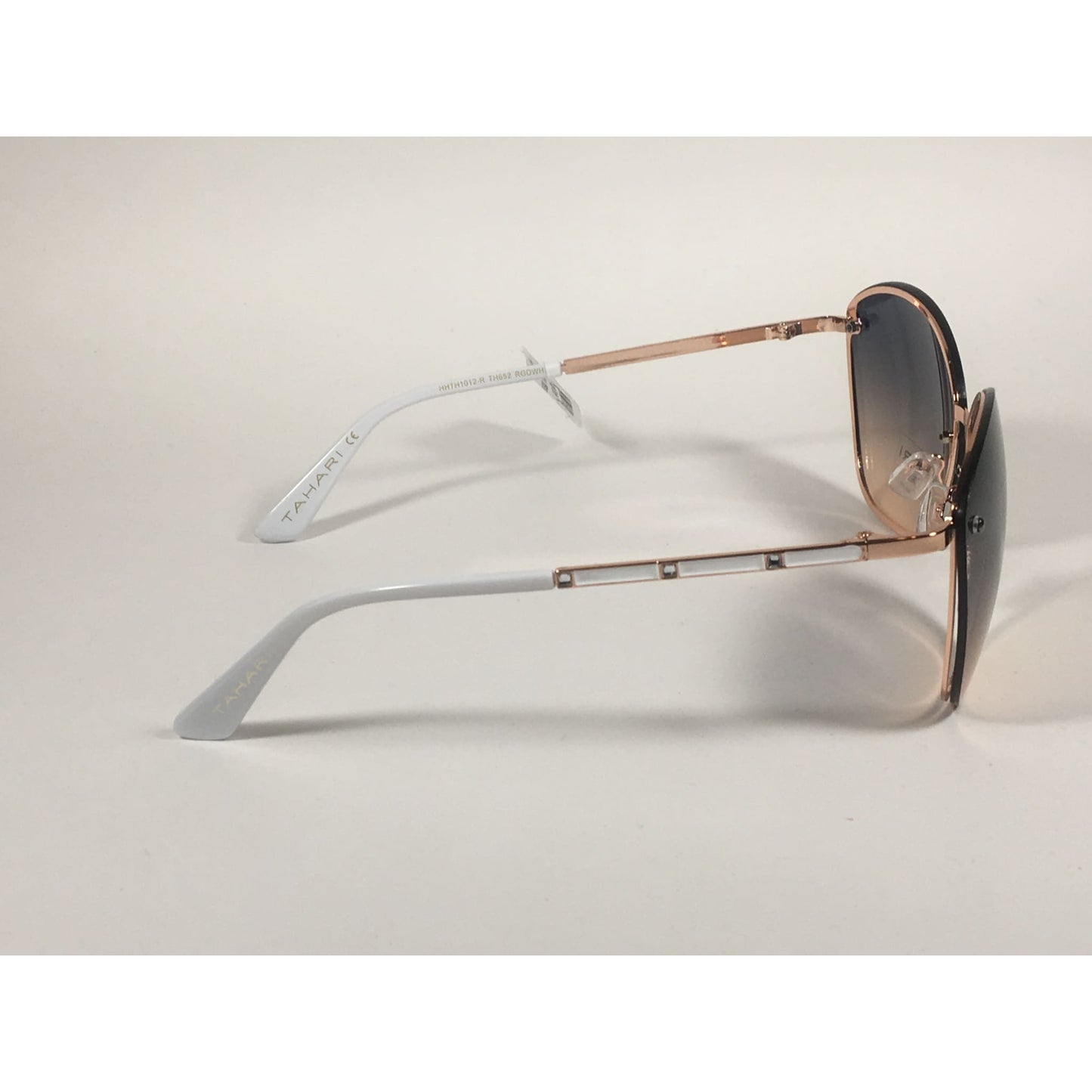 Tahari Rimless Cat Eye Sunglasses Rose Gold White Blue Gradient Lens TH652 RGDWH - Sunglasses
