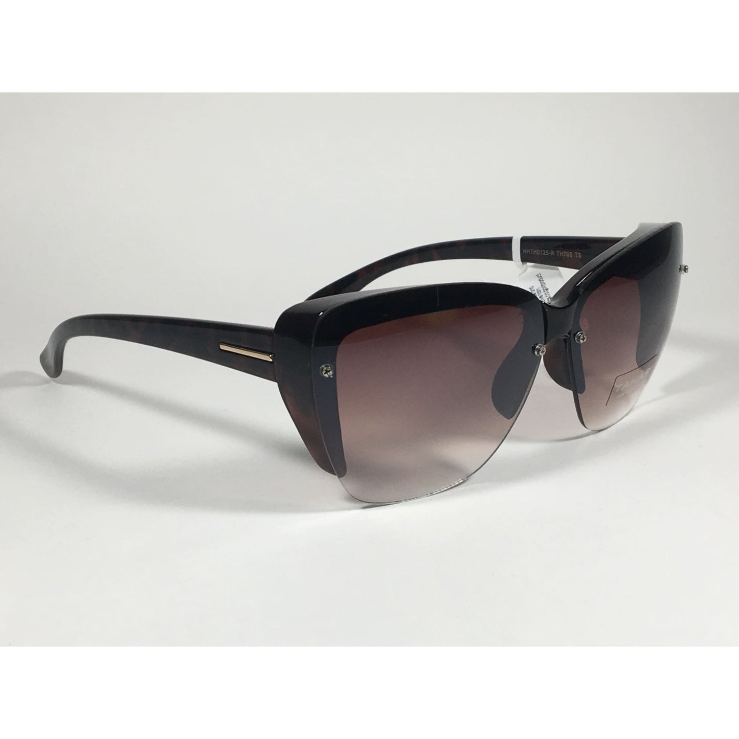 Tahari Shield Cat Eye Sunglasses Brown Tortoise Brown Gradient Lens TH705 TS - Sunglasses