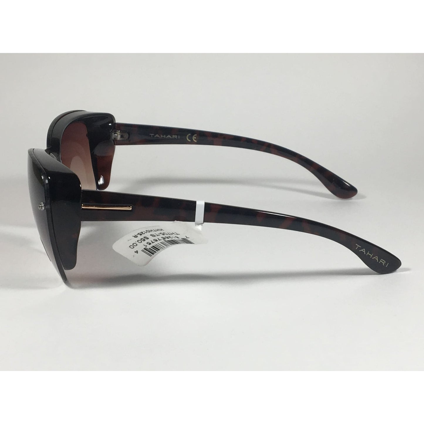 Tahari Shield Cat Eye Sunglasses Brown Tortoise Brown Gradient Lens TH705 TS - Sunglasses