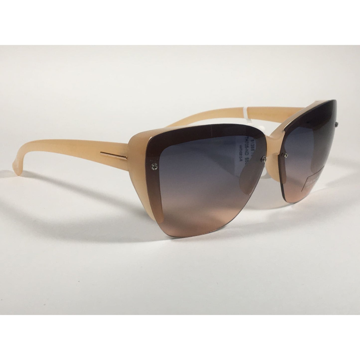 Tahari Shield Cat Eye Sunglasses Nude Frame Blue Nude Gradient Lens TH705 ND - Sunglasses