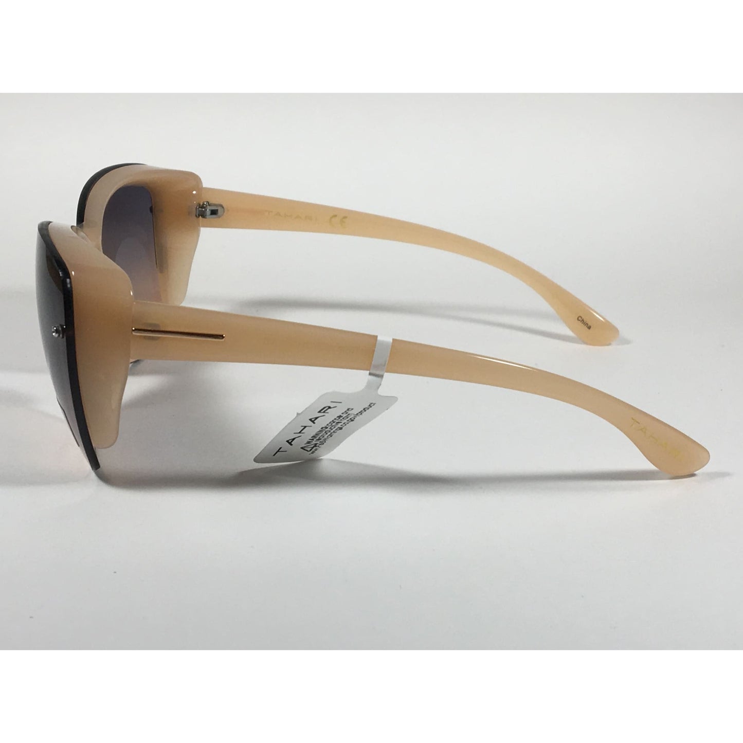 Tahari Shield Cat Eye Sunglasses Nude Frame Blue Nude Gradient Lens TH705 ND - Sunglasses