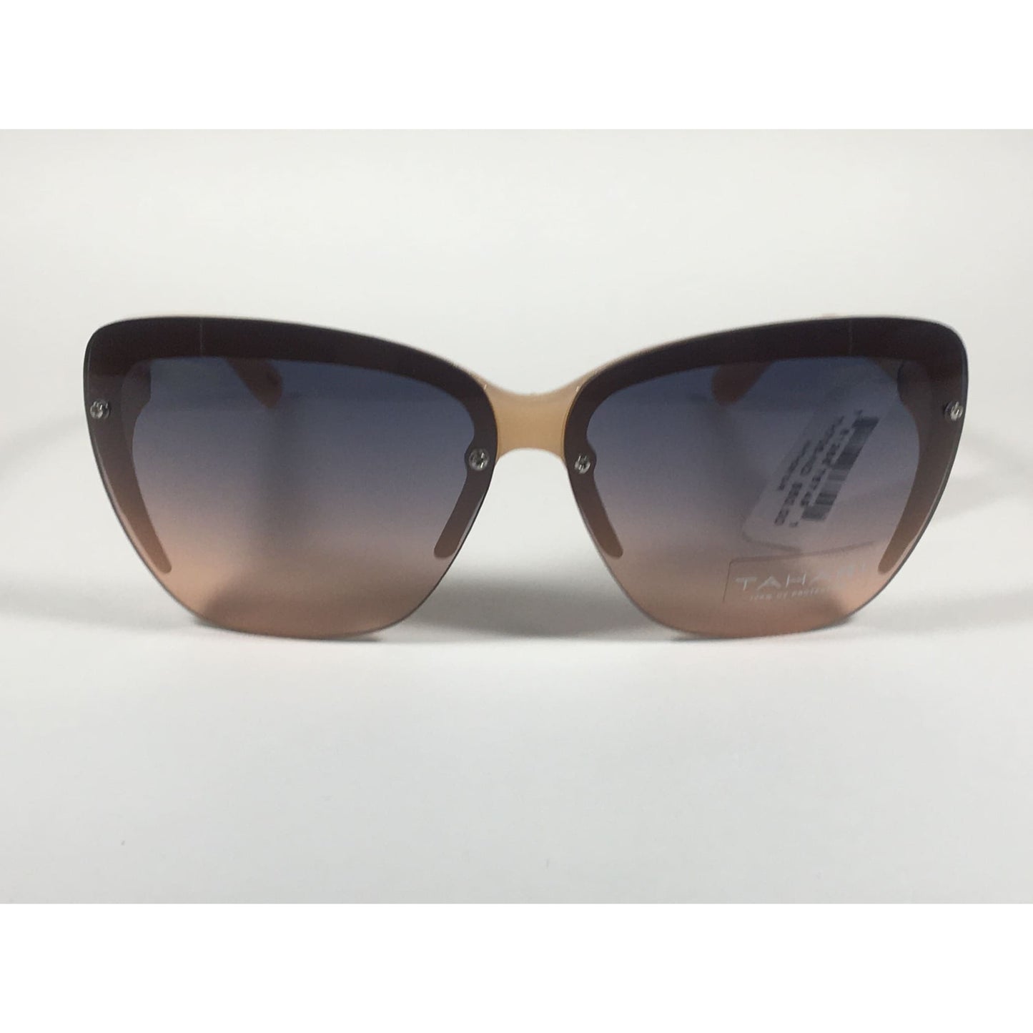 Tahari Shield Cat Eye Sunglasses Nude Frame Blue Nude Gradient Lens TH705 ND - Sunglasses