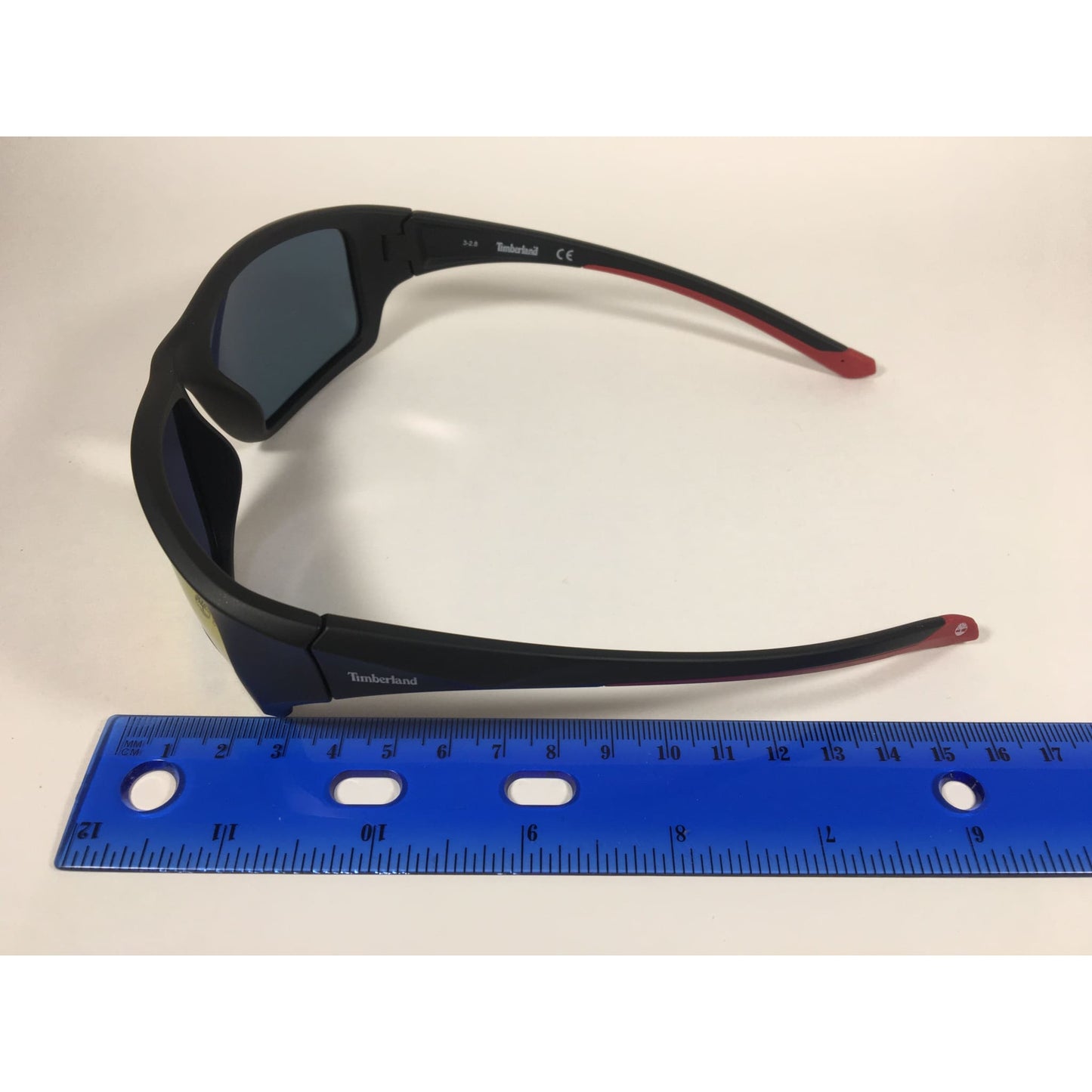 Timberland Polarized Wrap Sunglasses Matte Black Red Orange Mirror Lens TB7152 02D - Sunglasses