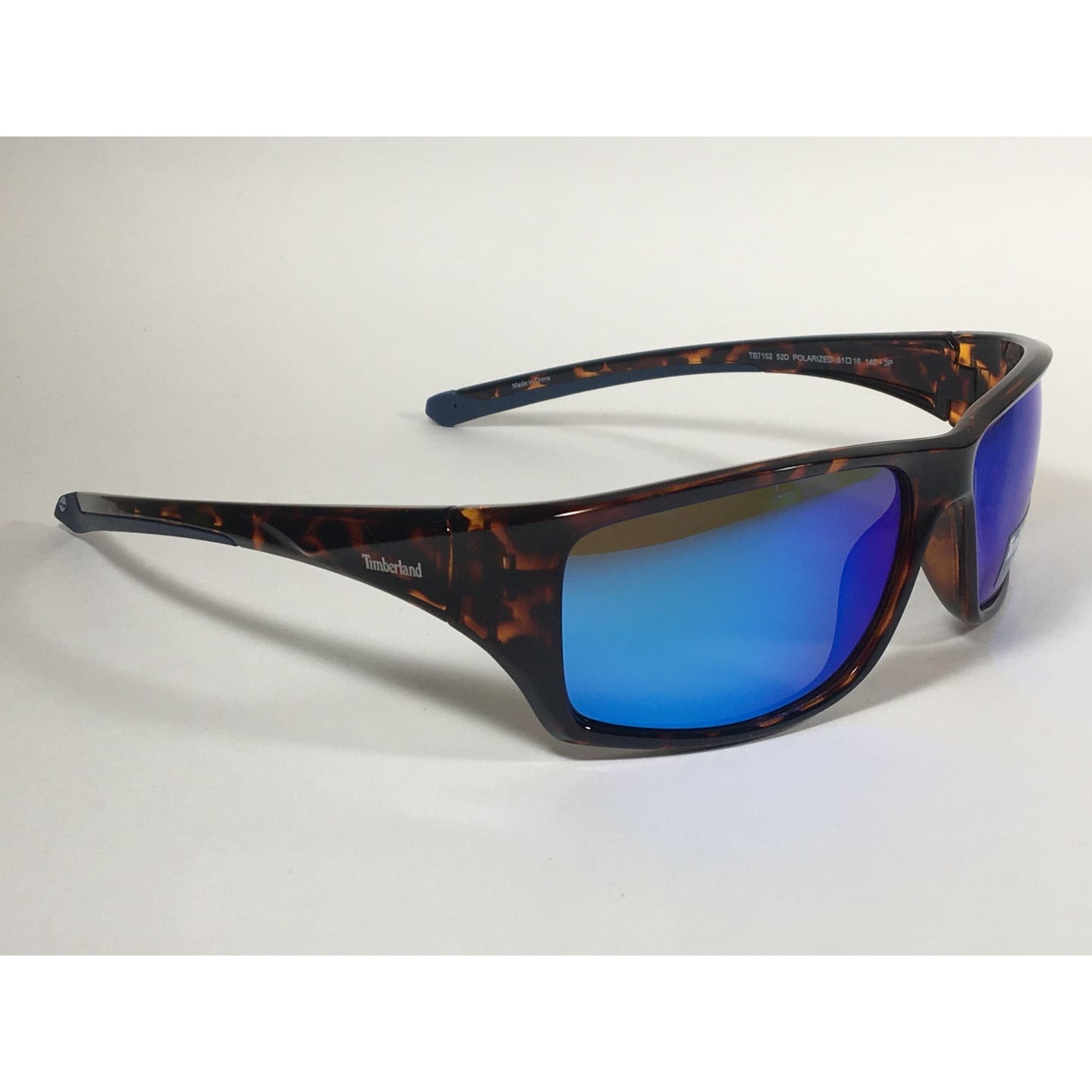 Timberland Polarized Wrap Sunglasses Tortoise Blue Mirror Lens TB7152 52D - Sunglasses