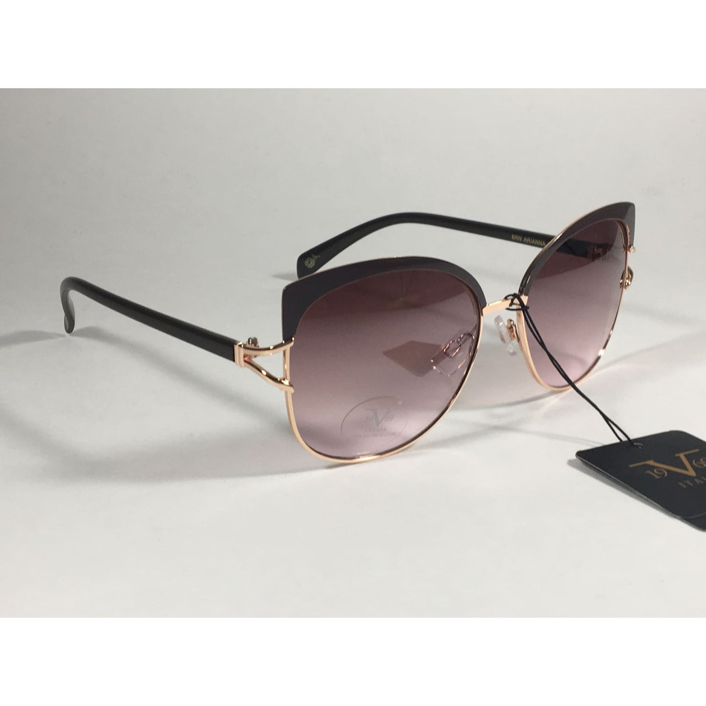 Versace 19V69 Italia Arianna Butterfly Sunglasses Brown With Rose Gold Metal With Brown Rose Lens - Sunglasses